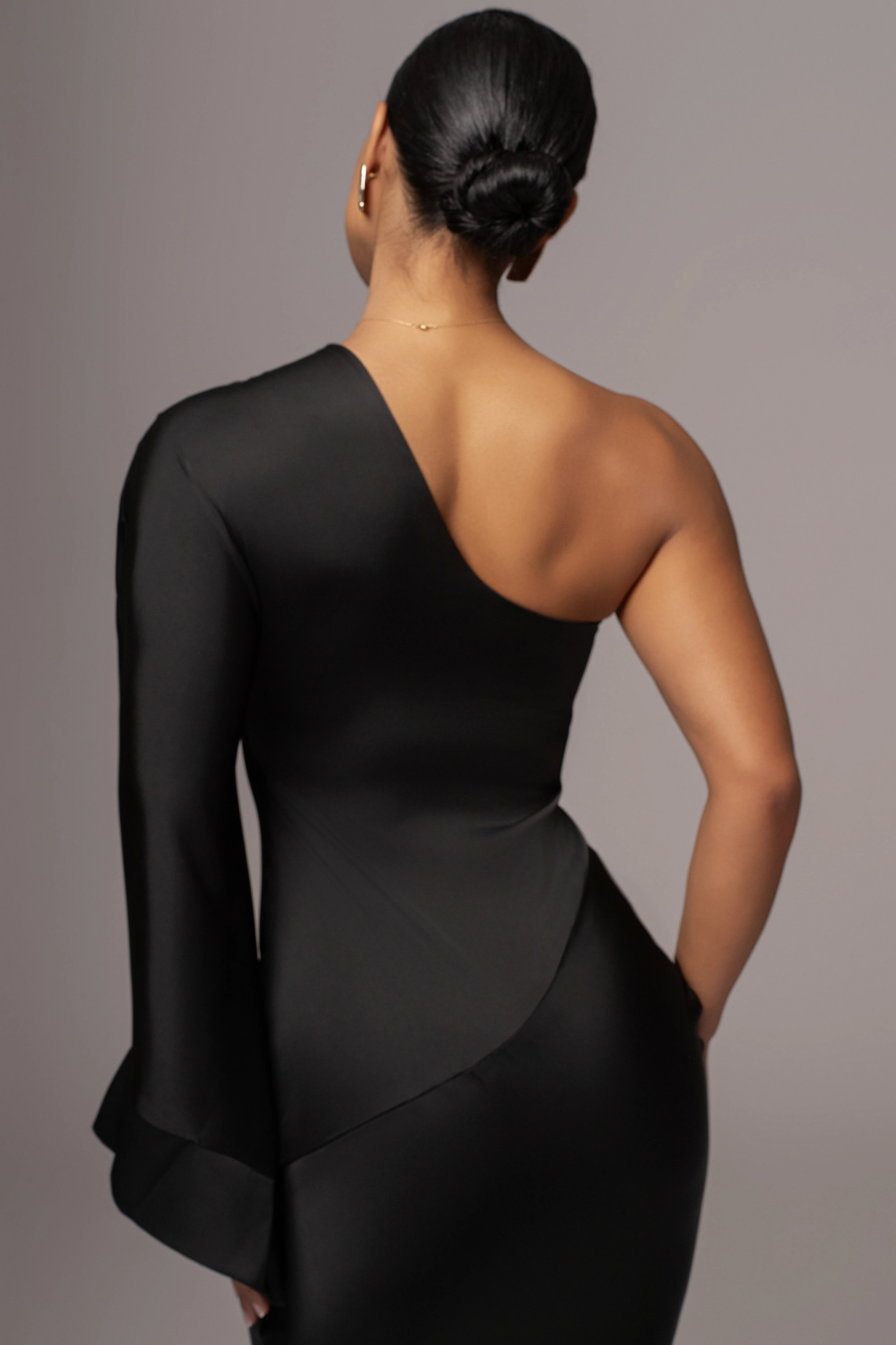 Black Femme Drape Maxi Dress - Image 8