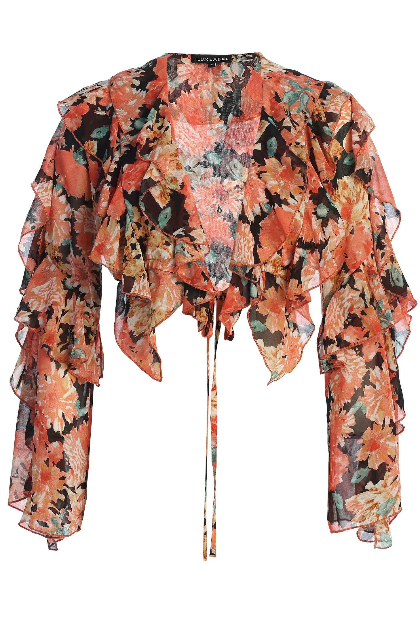 Black Floral Yvanna Ruffle Top - Image 2