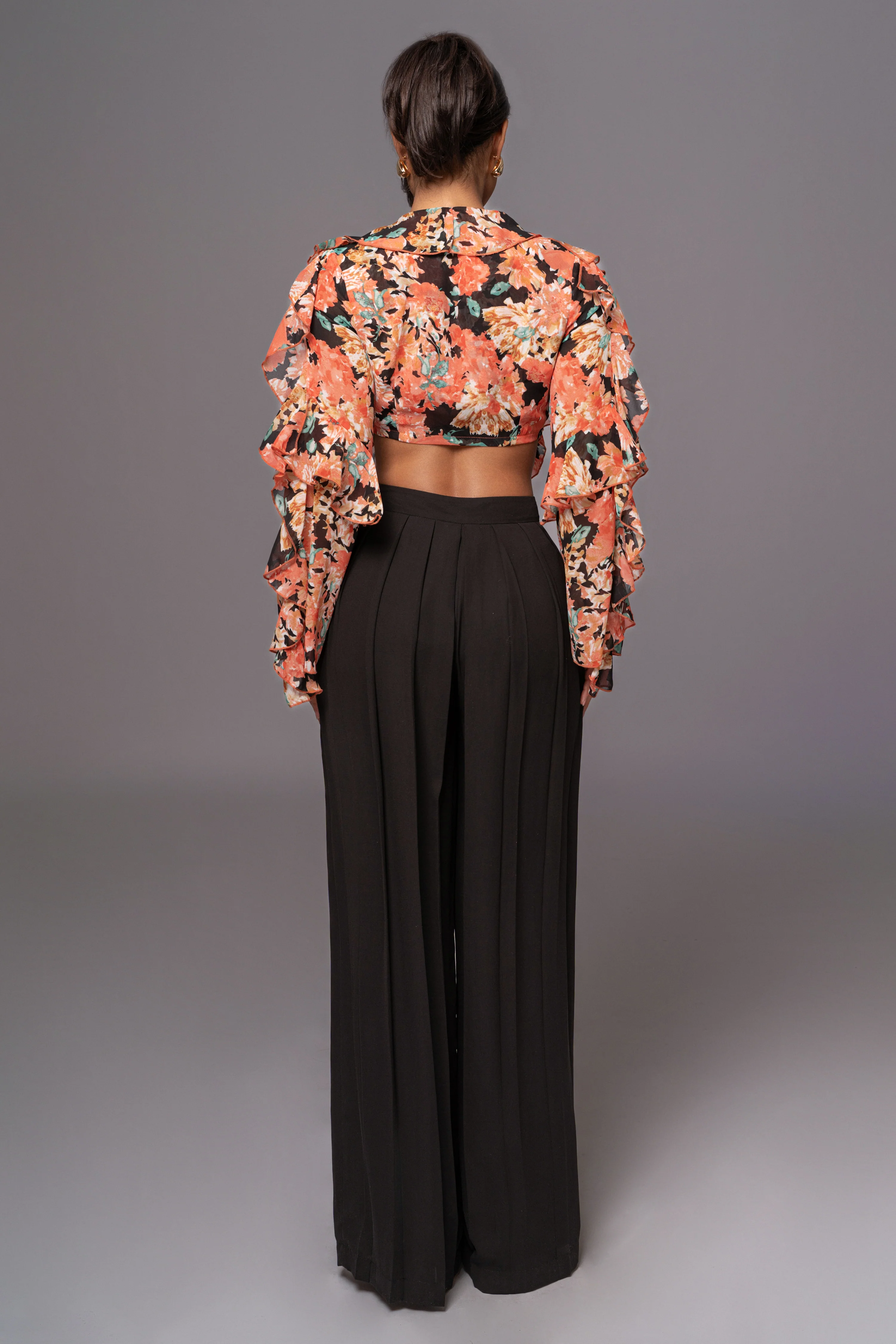 Black Floral Yvanna Ruffle Top - Image 6