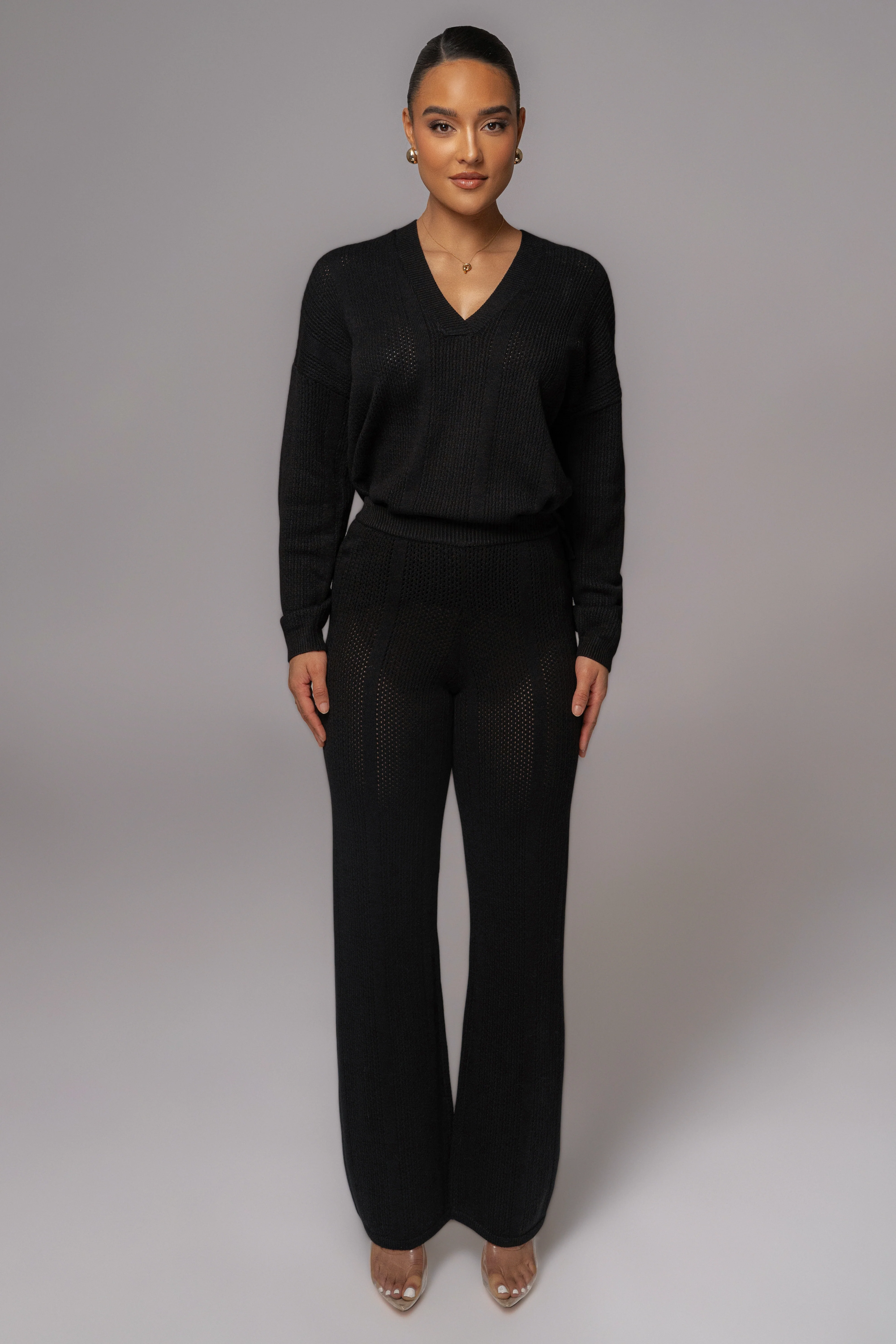 Black Fortuna Sweater Knit Pants - Image 2