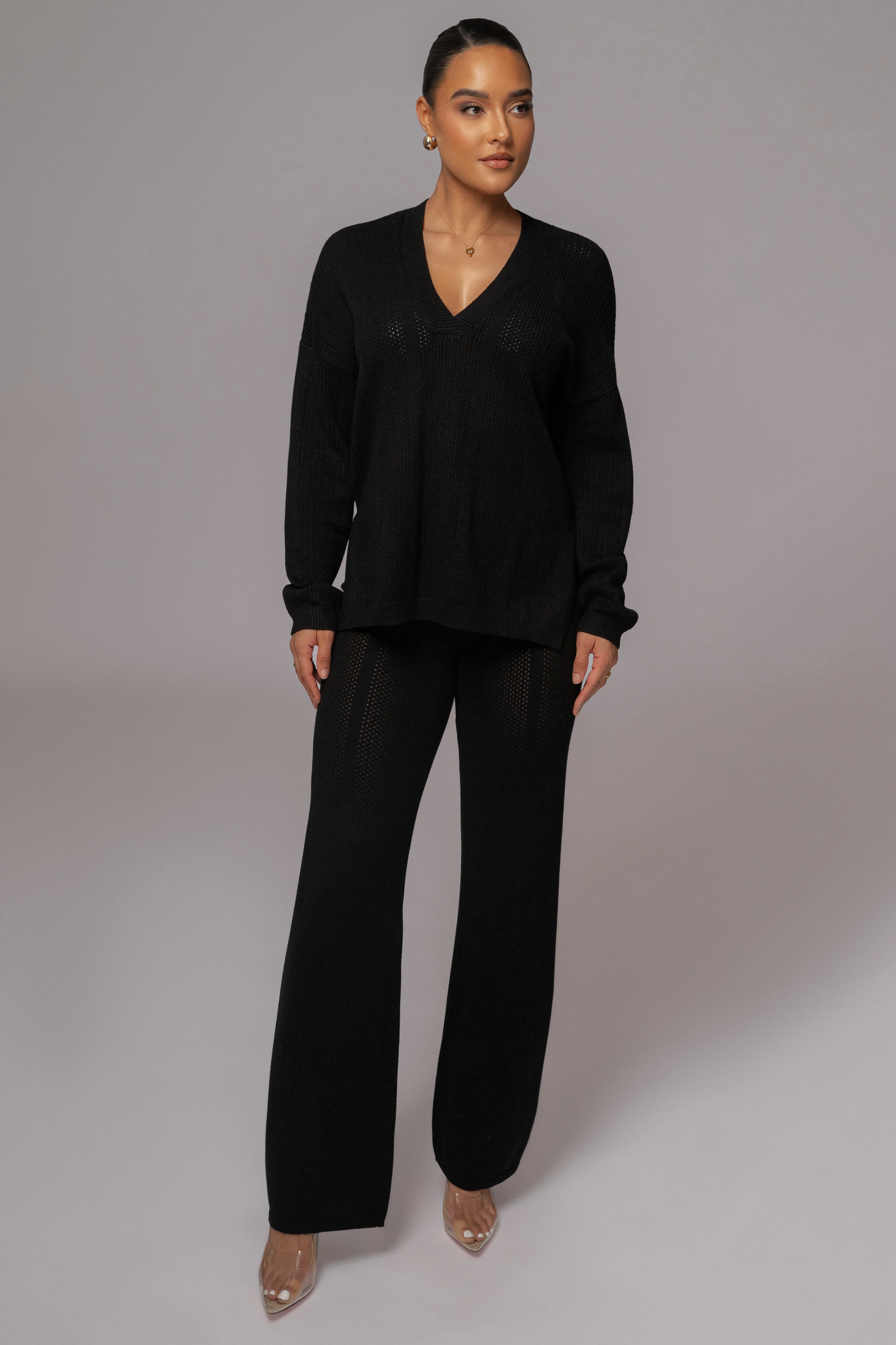 Black Fortuna Sweater Knit Pants - Image 8