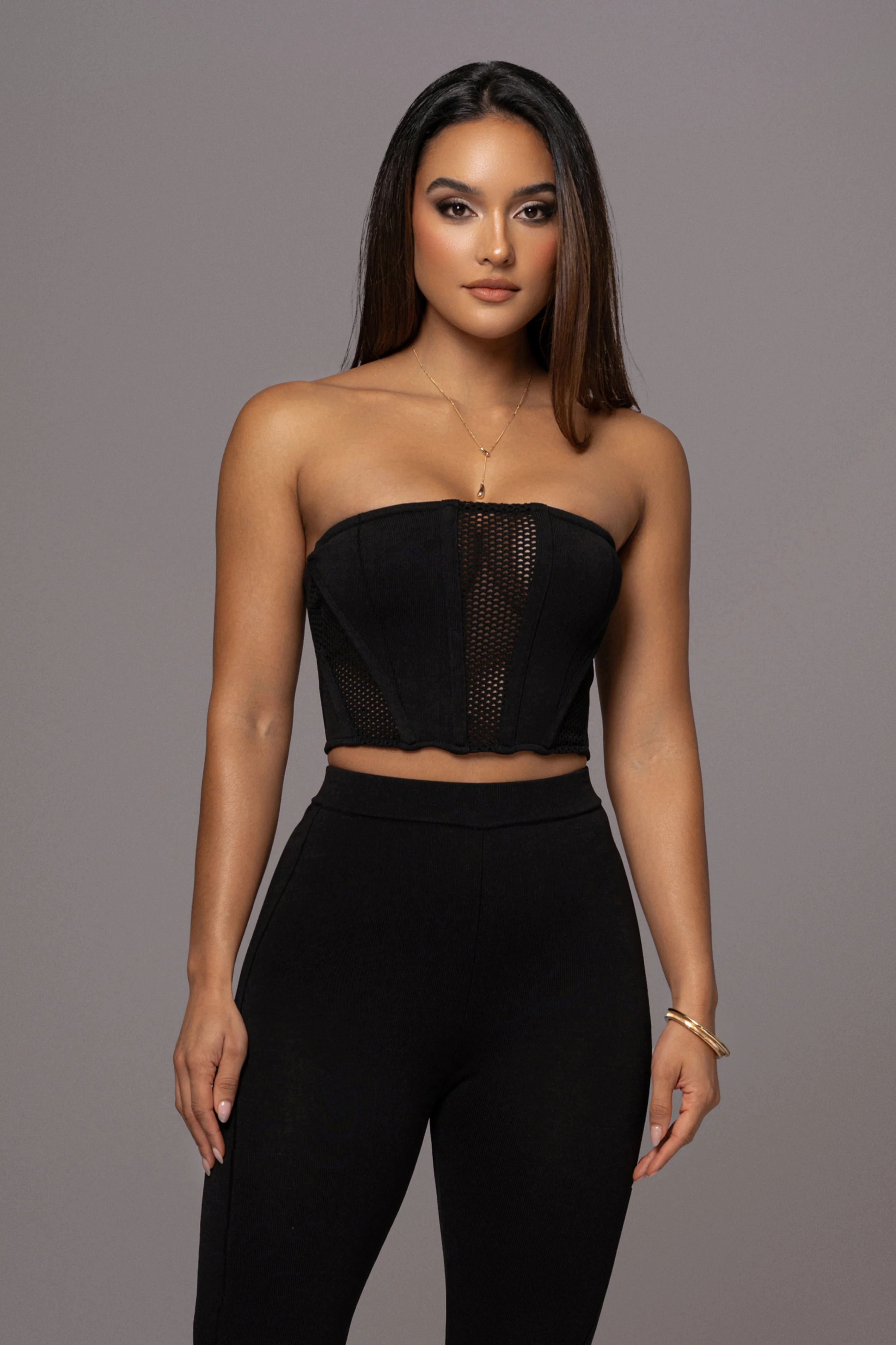 Black Freda Knit Bustier - Image 2