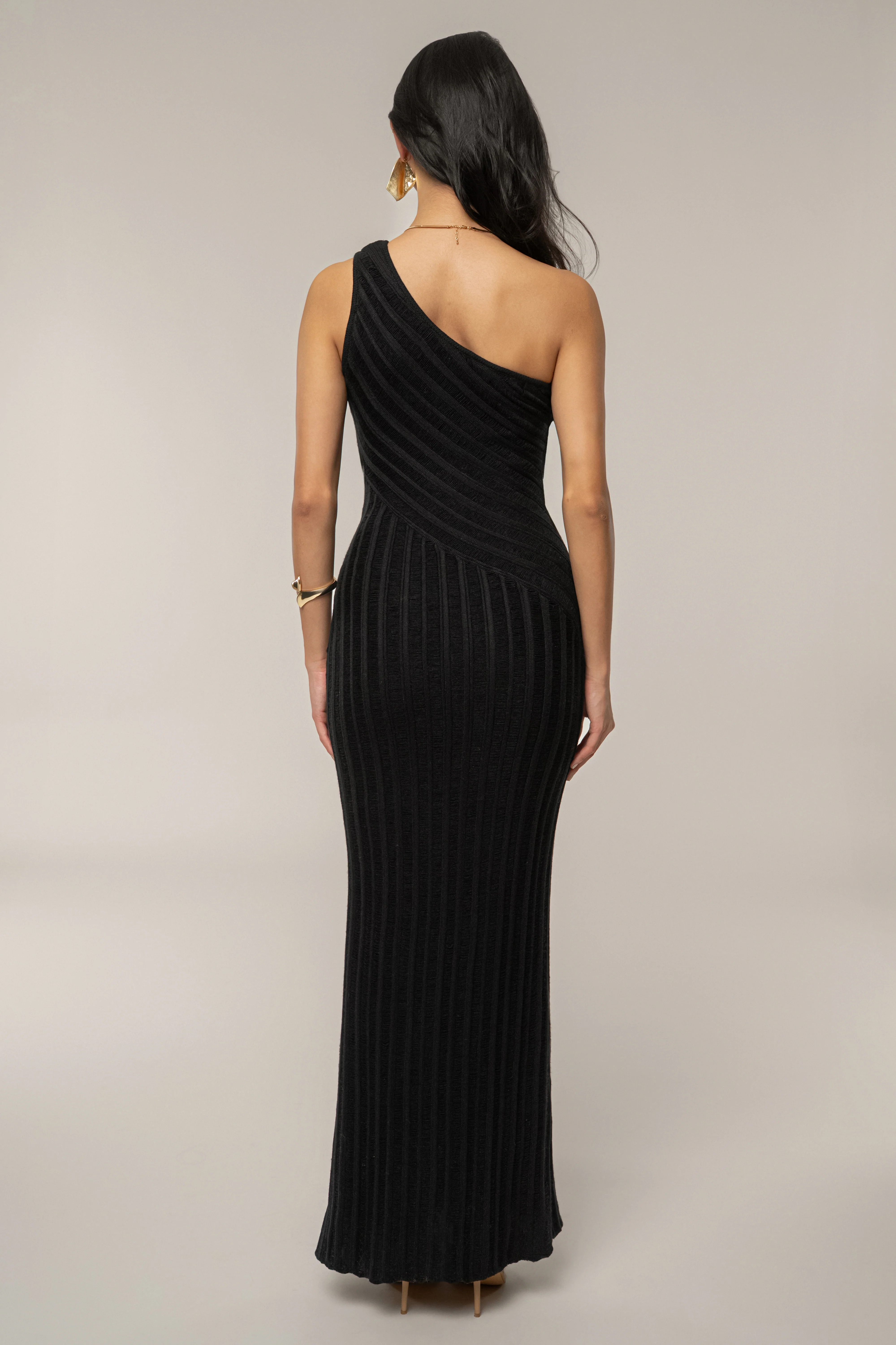 Black Fringe Knit Maxi Dress - Image 3