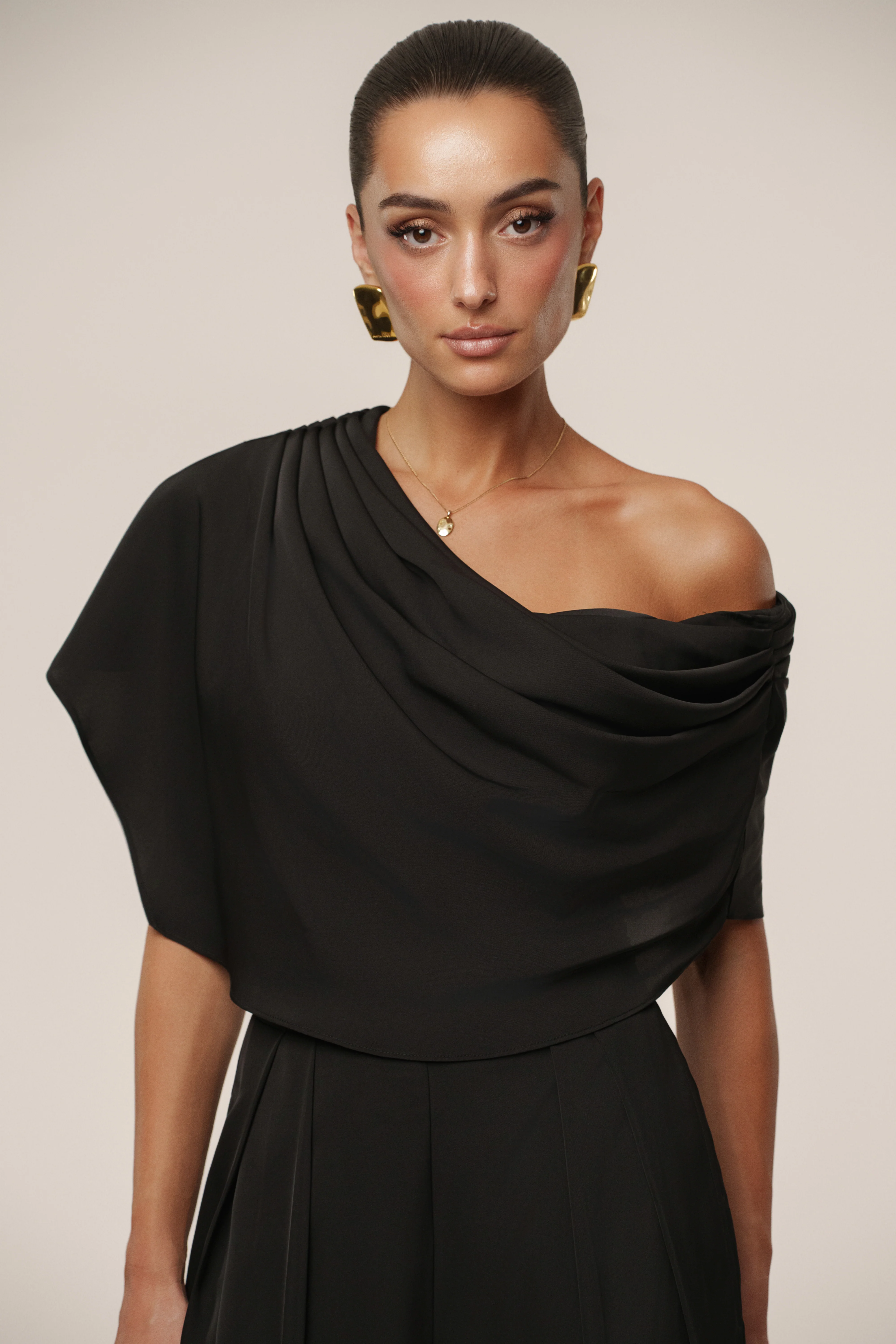 Black Gleam and Glow Satin Top - Image 2