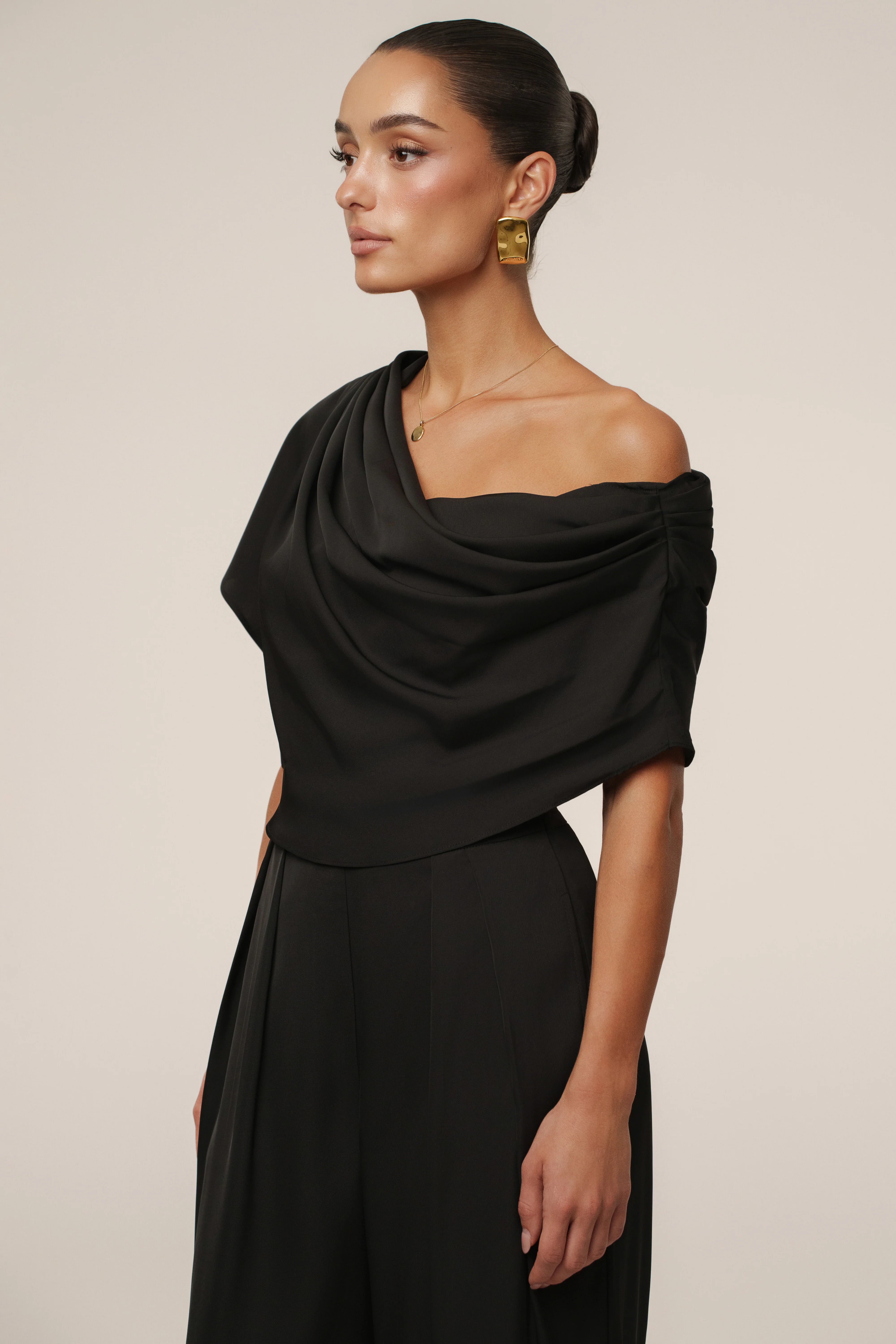 Black Gleam and Glow Satin Top - Image 6