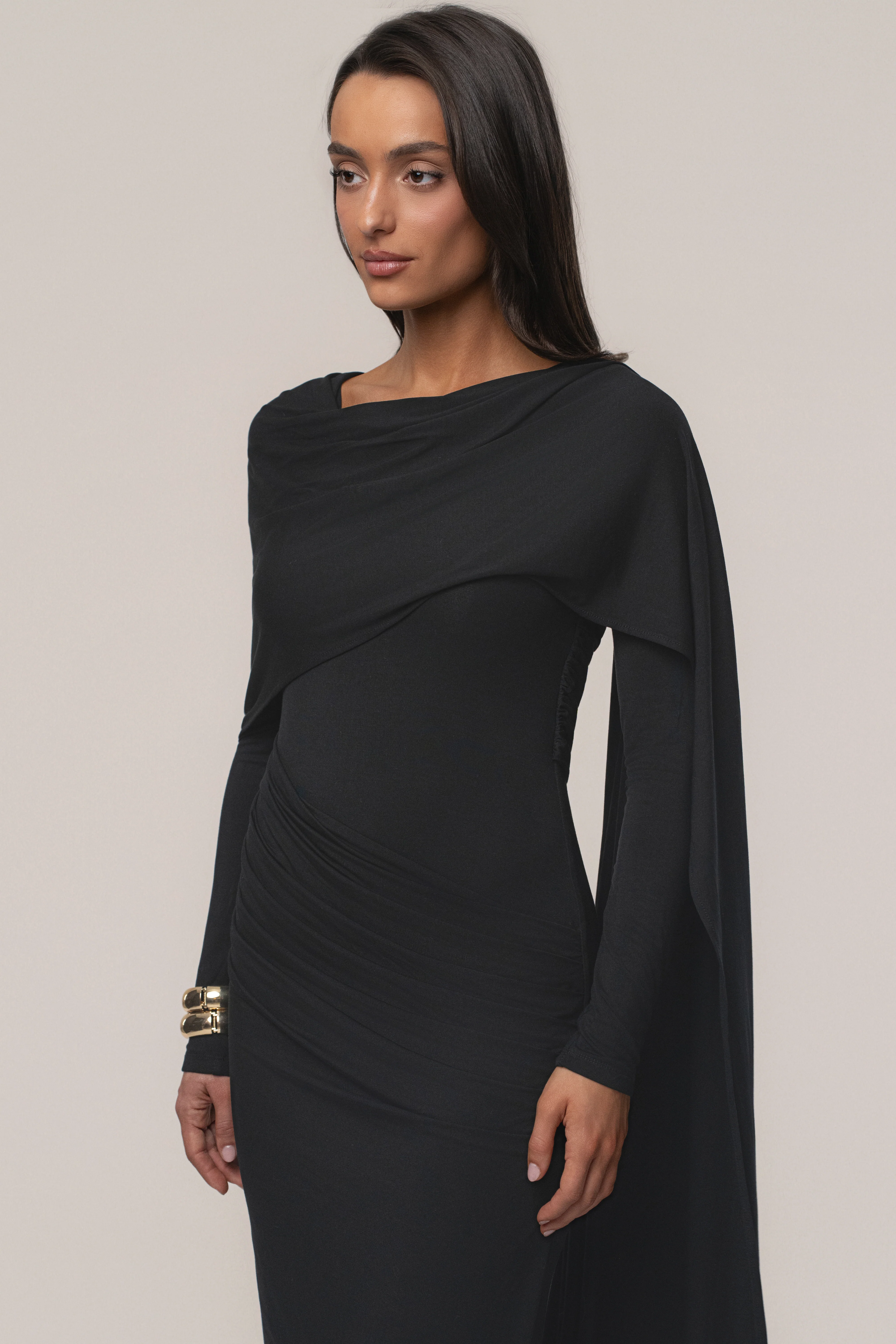 Black Glitz Asymmetric Maxi Dress - Image 11