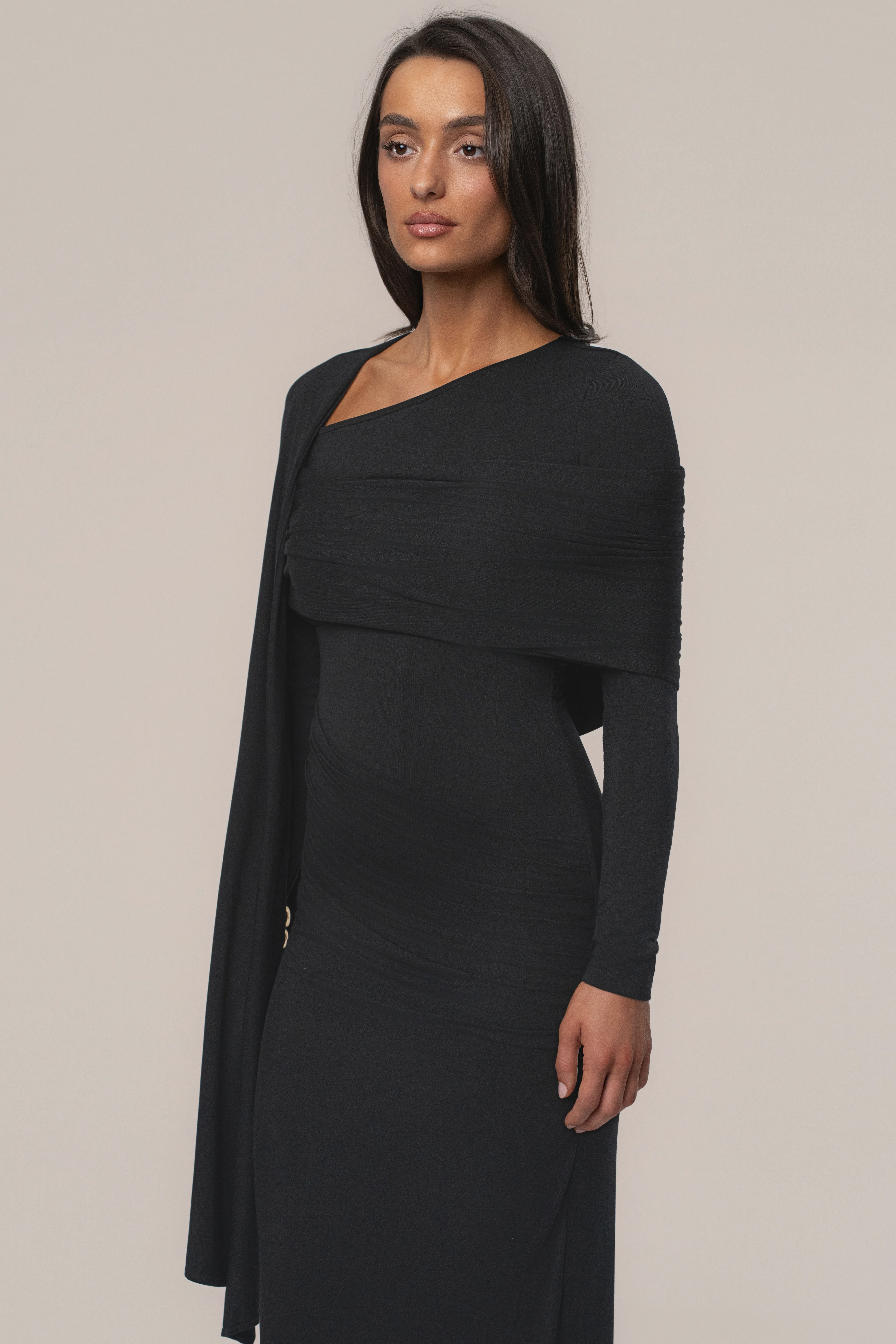 Black Glitz Asymmetric Maxi Dress - Image 17