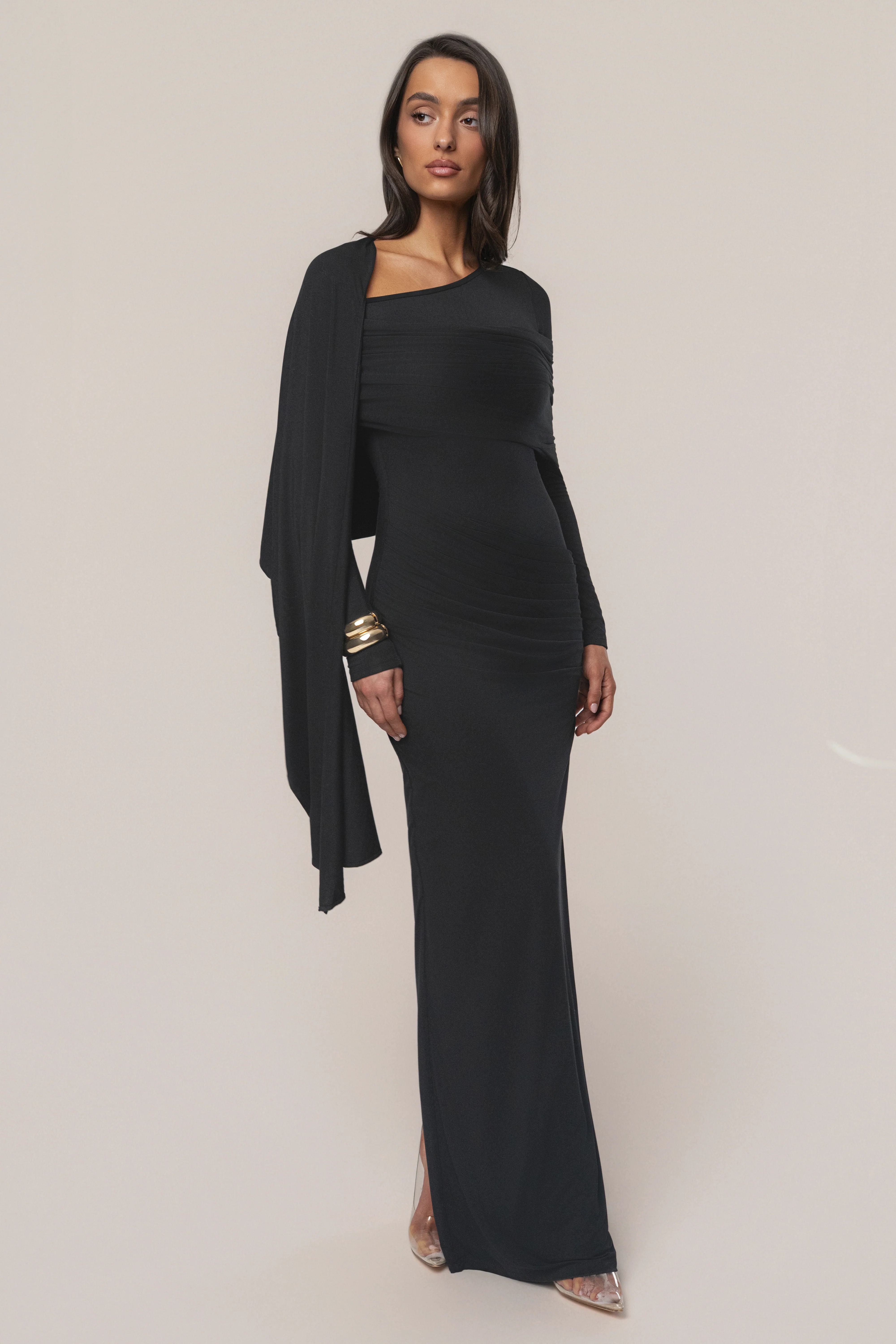 Black Glitz Asymmetric Maxi Dress - Image 19