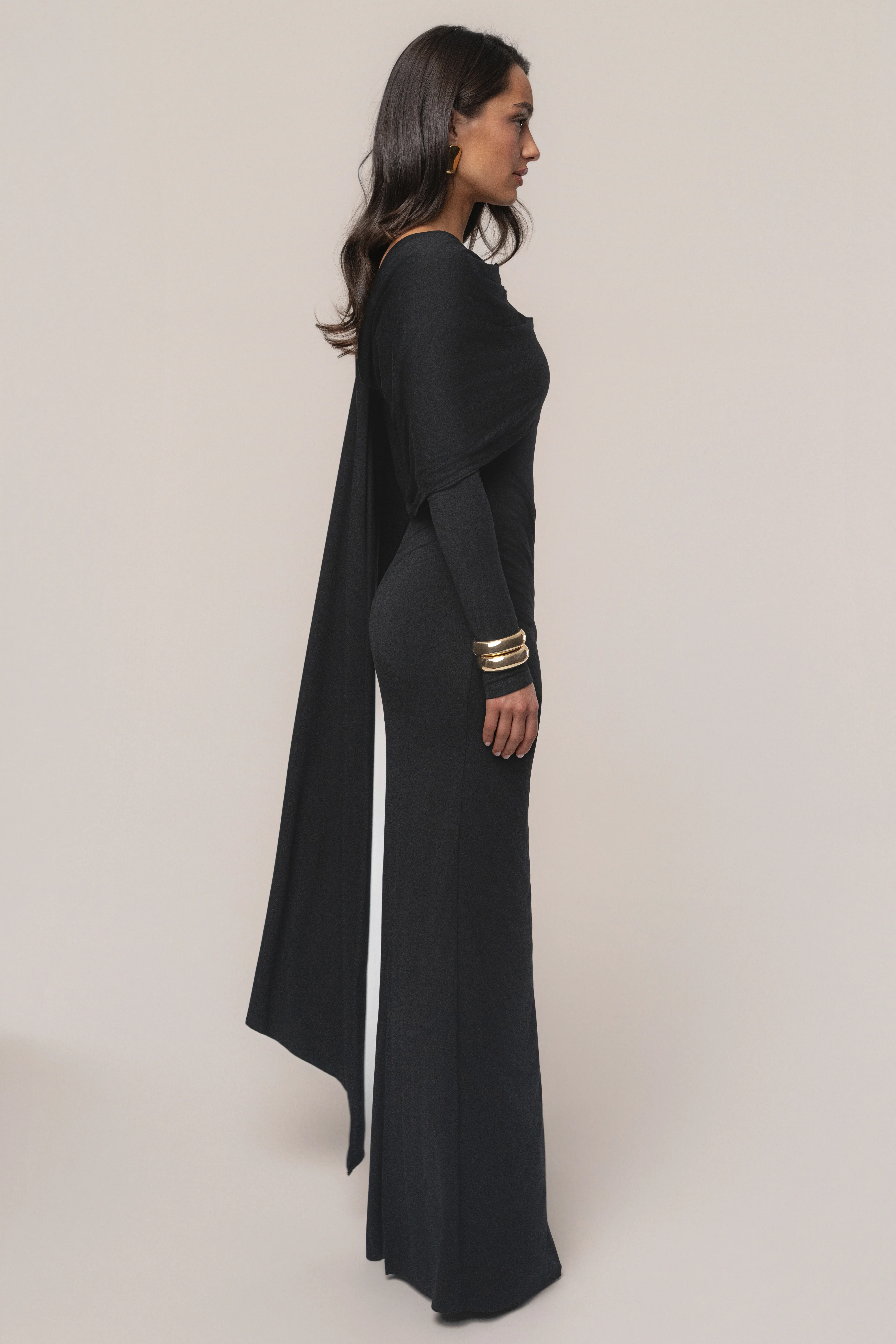 Black Glitz Asymmetric Maxi Dress - Image 21