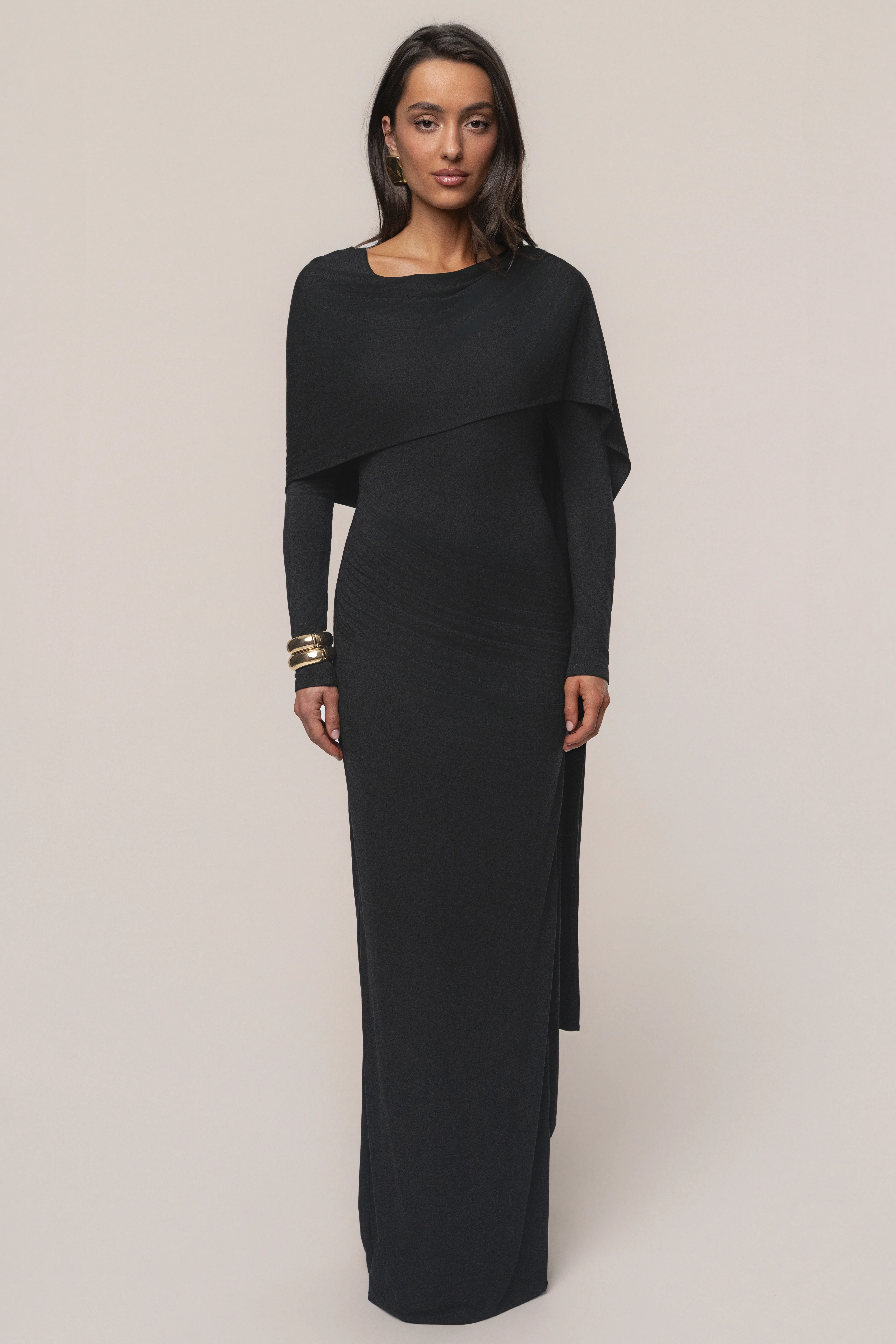 Black Glitz Asymmetric Maxi Dress - Image 3