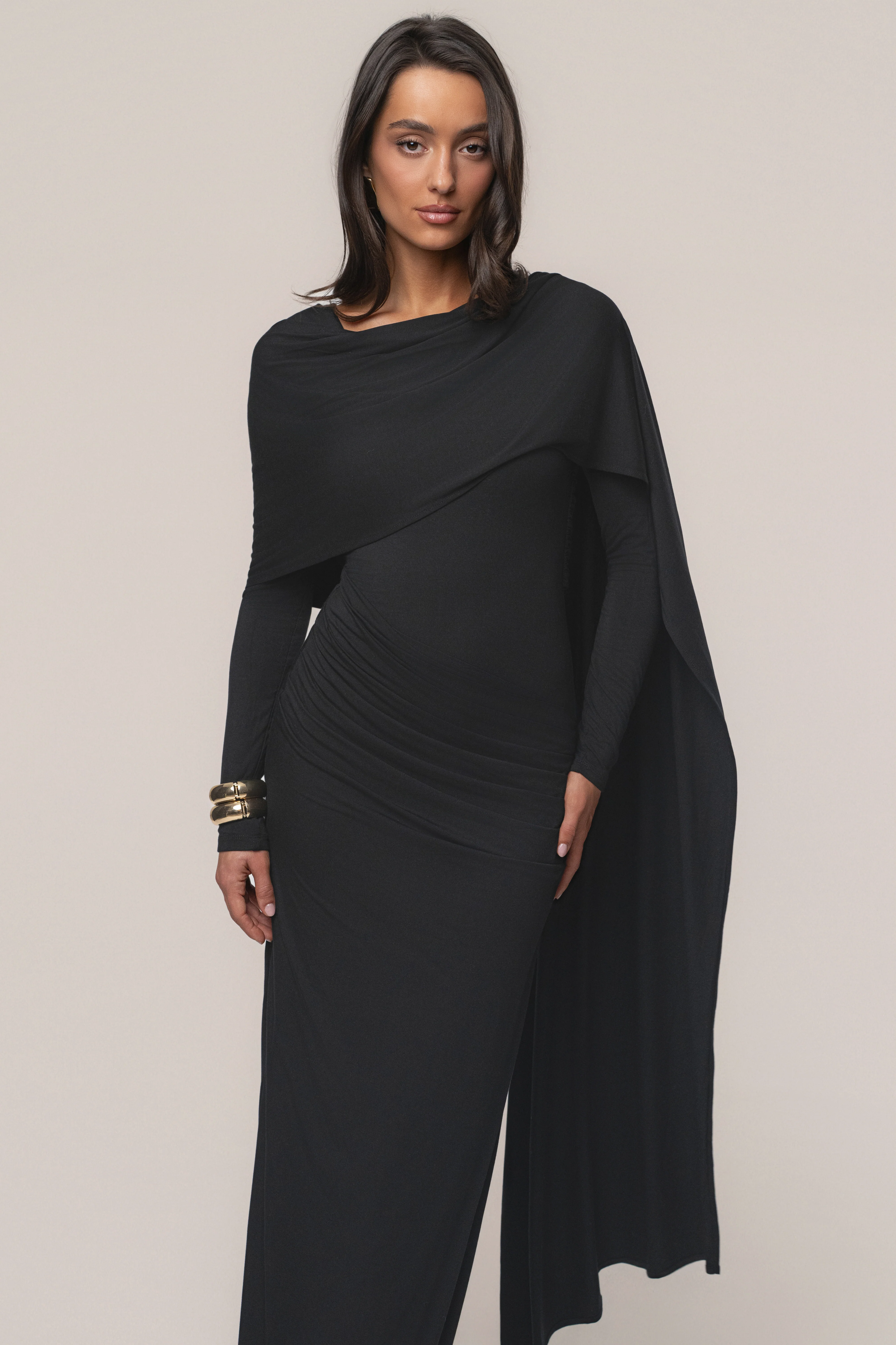 Black Glitz Asymmetric Maxi Dress - Image 7
