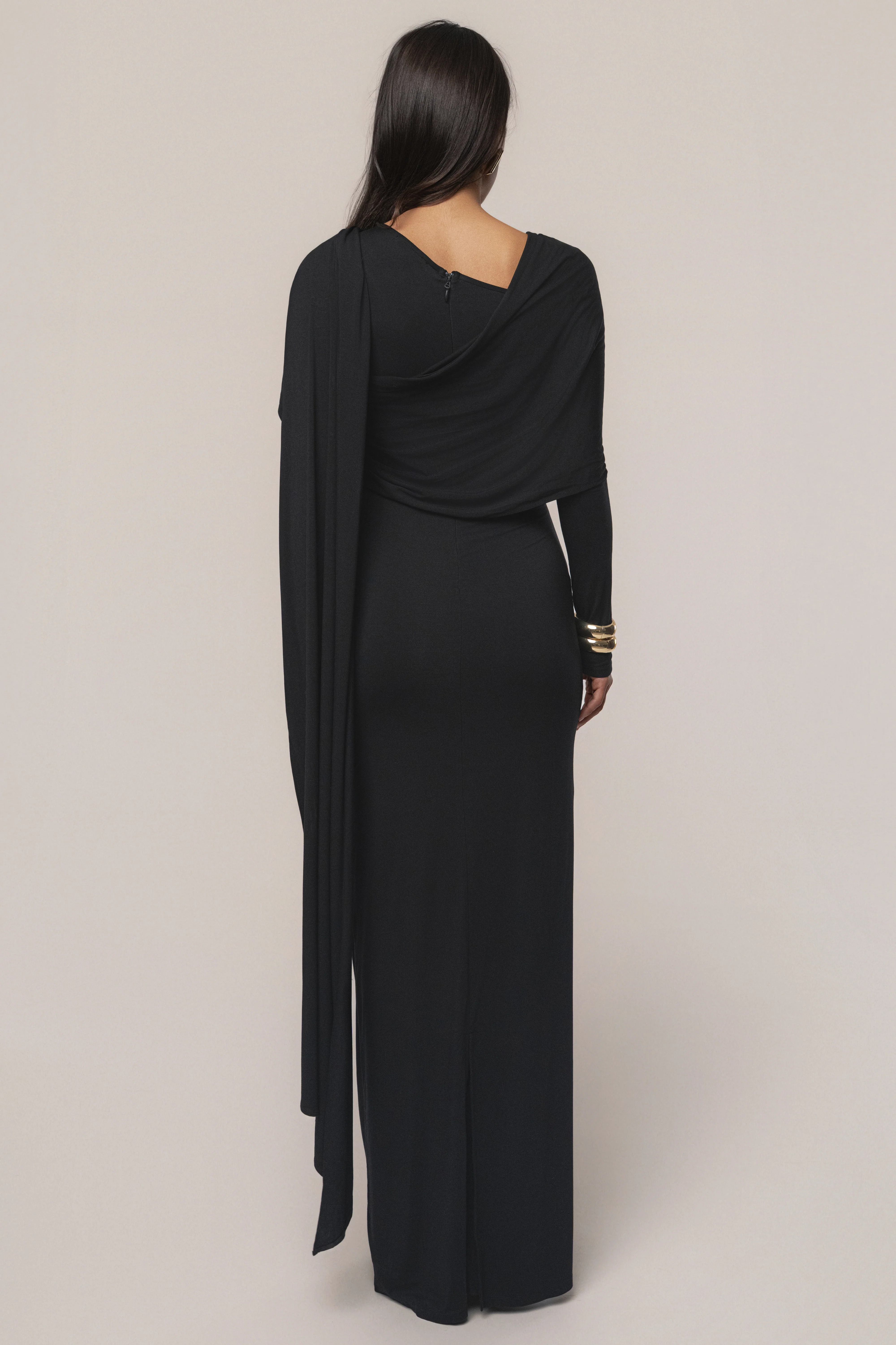 Black Glitz Asymmetric Maxi Dress - Image 8