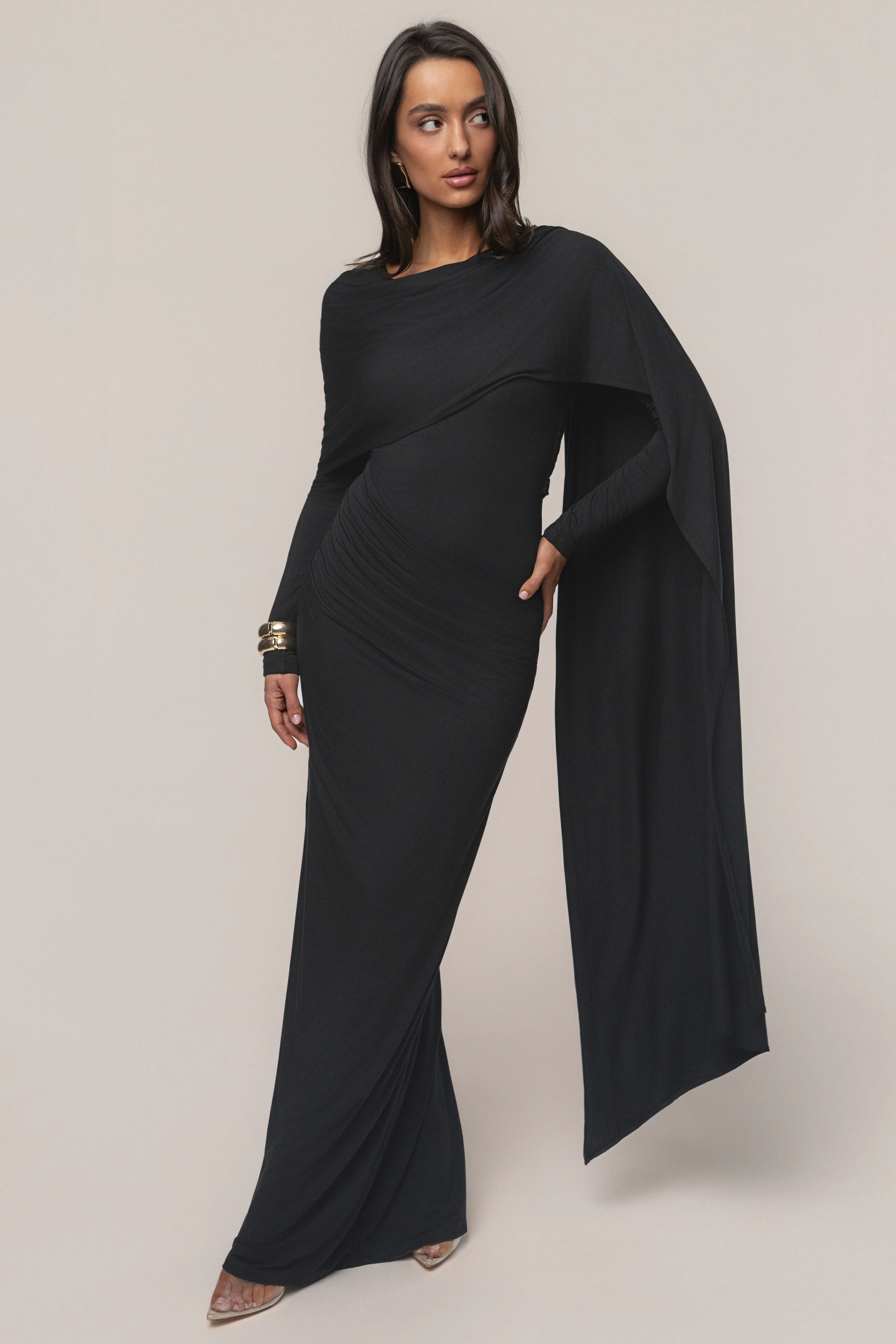 Black Glitz Asymmetric Maxi Dress - Image 9