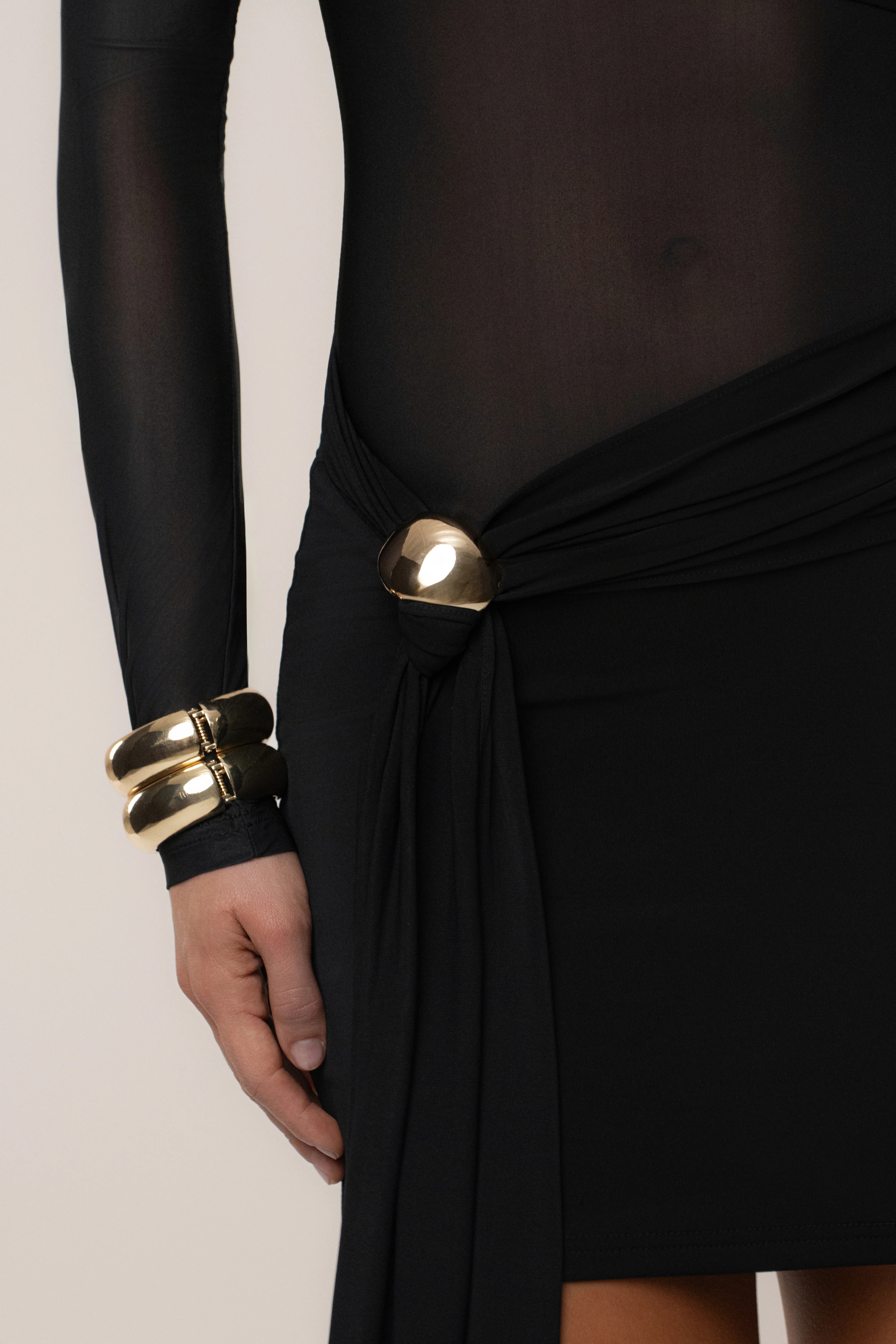 Black Glow State Drape Dress - Image 3
