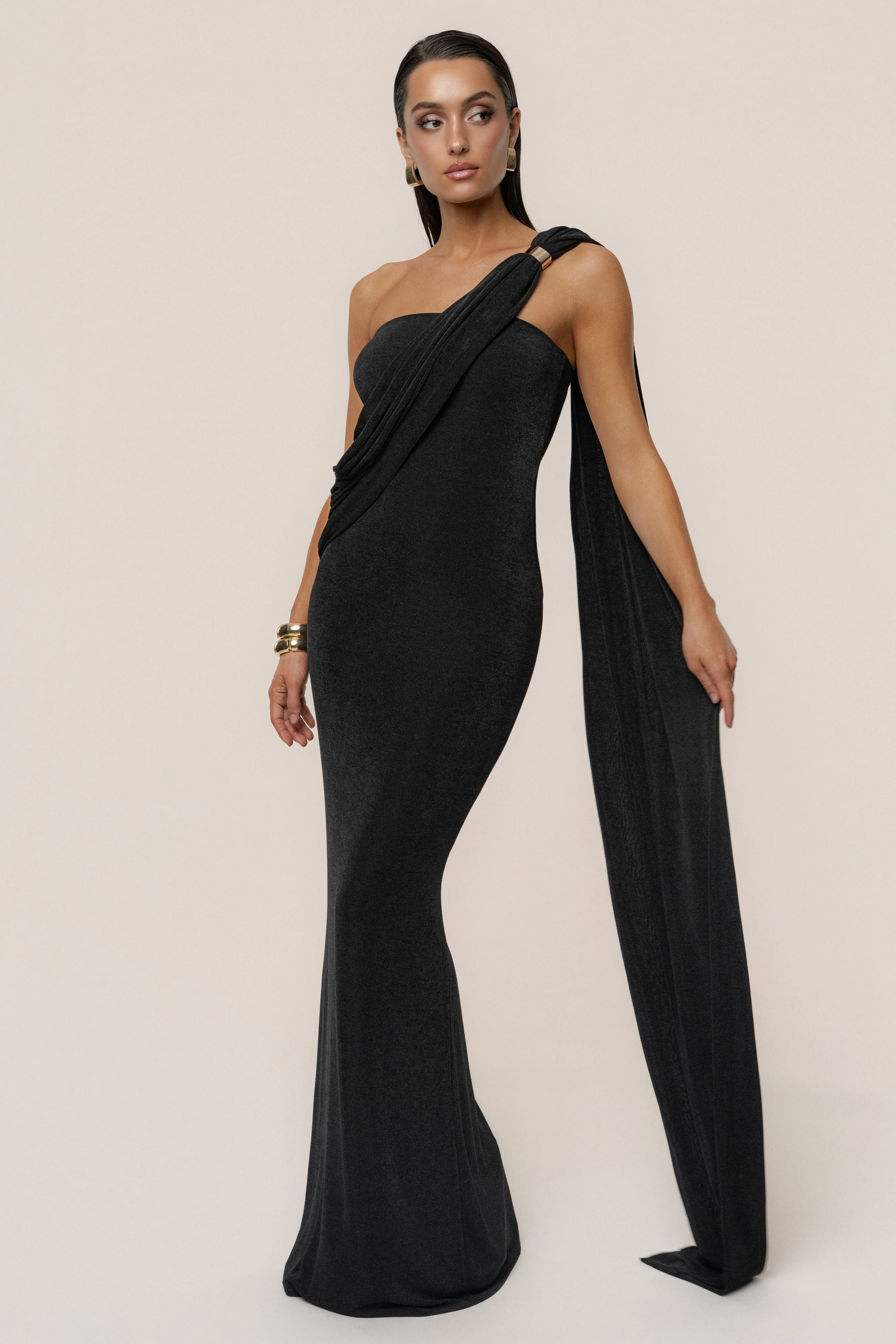 Black Golden Veil Maxi Dress - Image 10