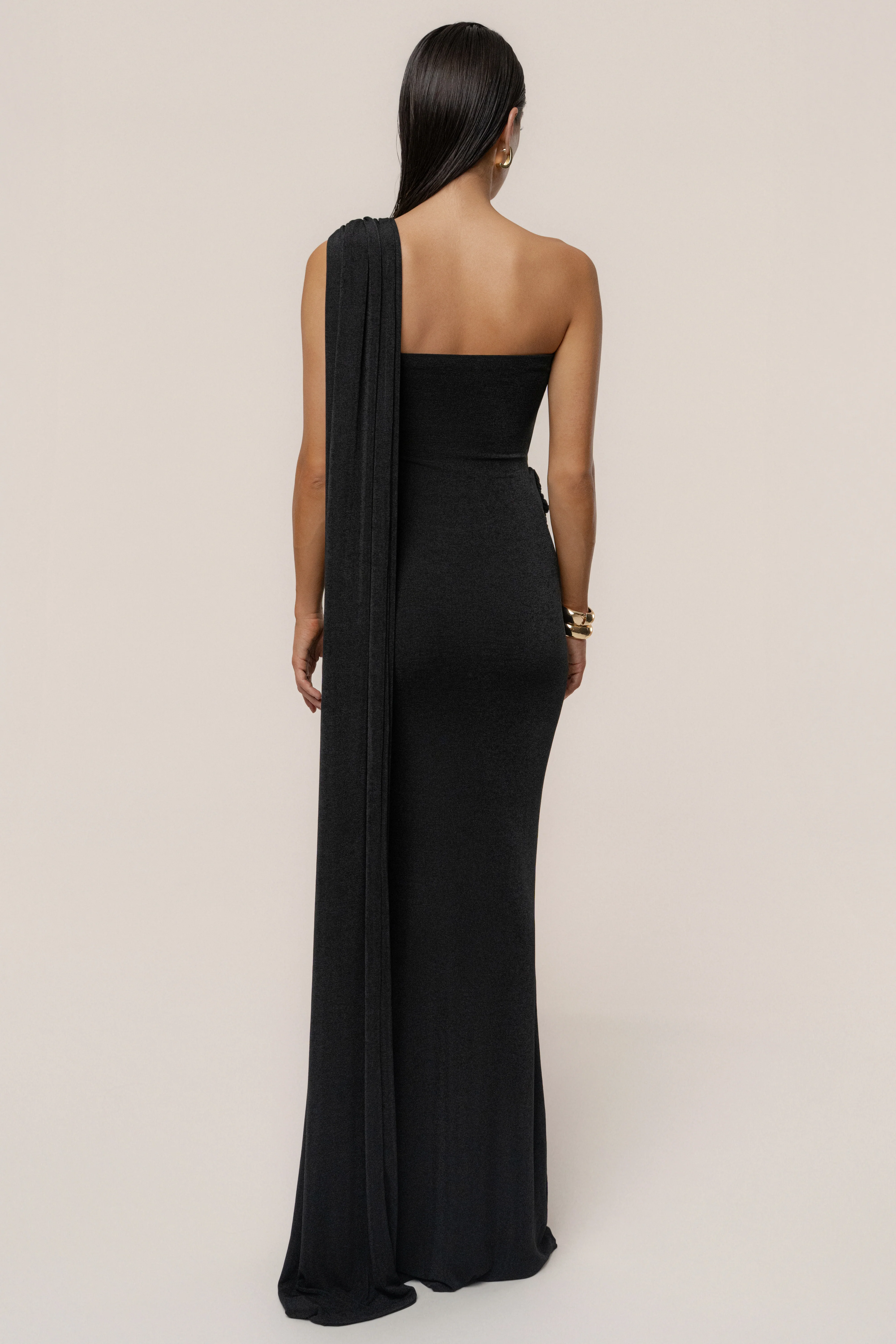 Black Golden Veil Maxi Dress - Image 13