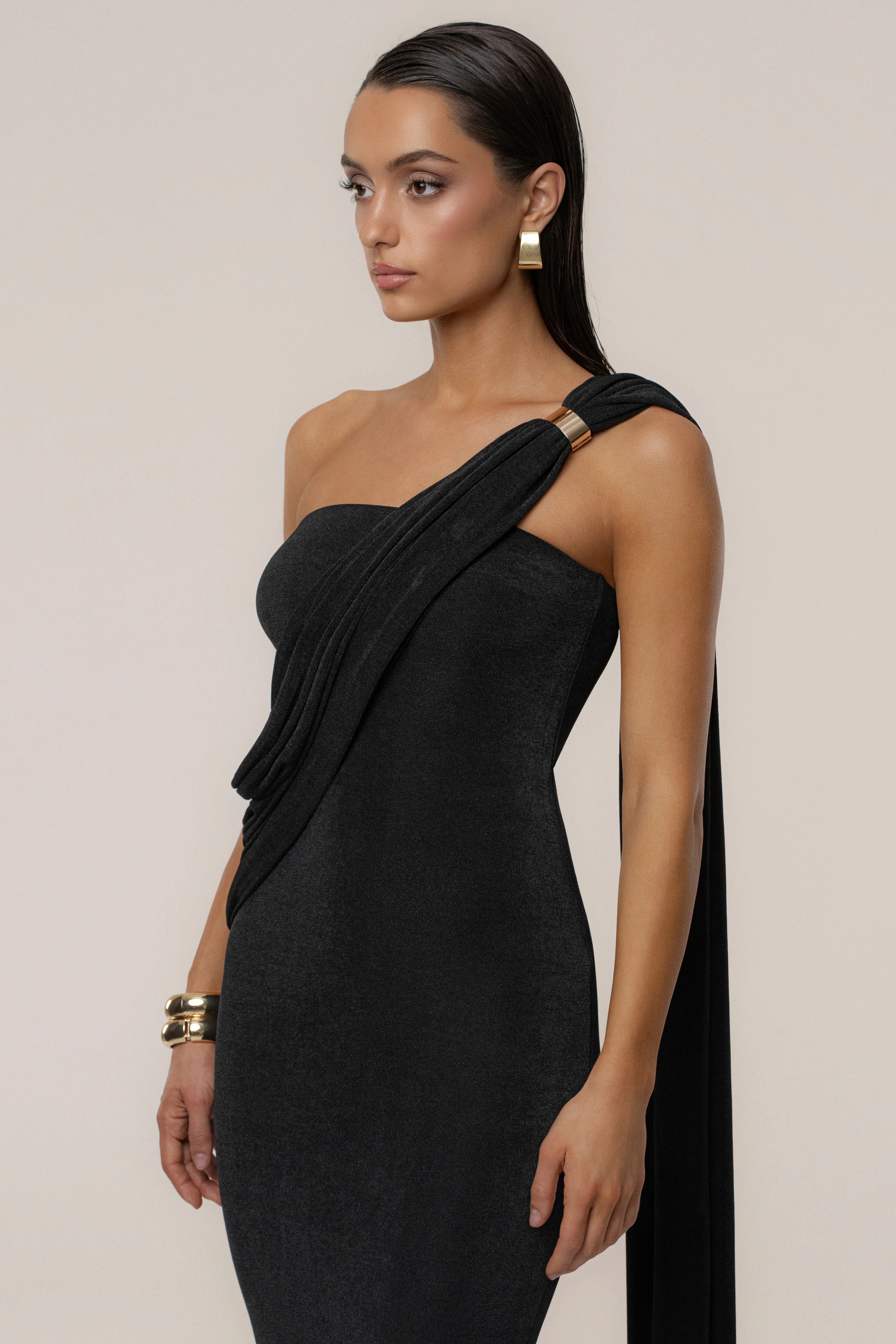 Black Golden Veil Maxi Dress - Image 8