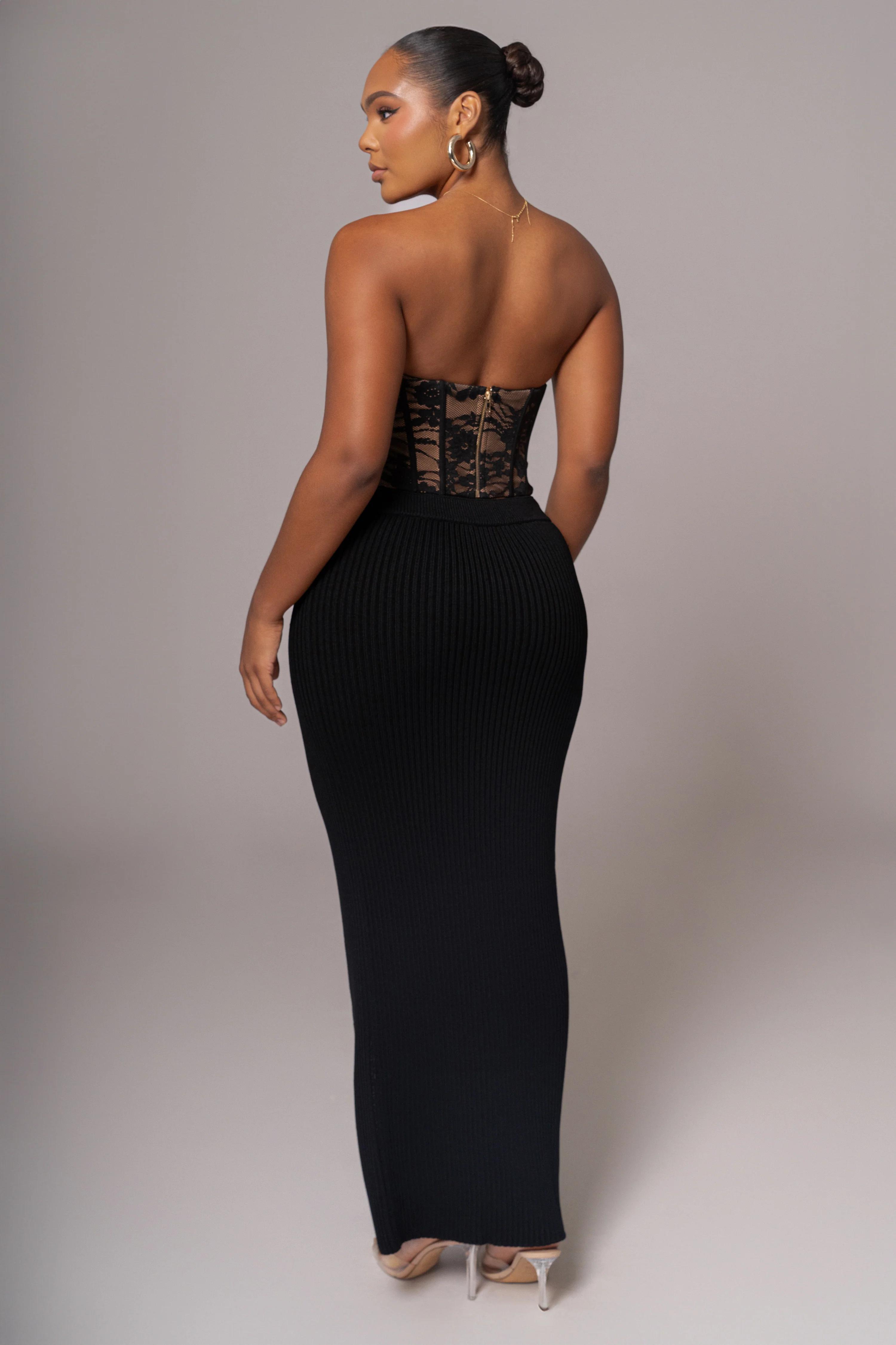 Black Hamptons Ribbed Slit Skirt - Image 10