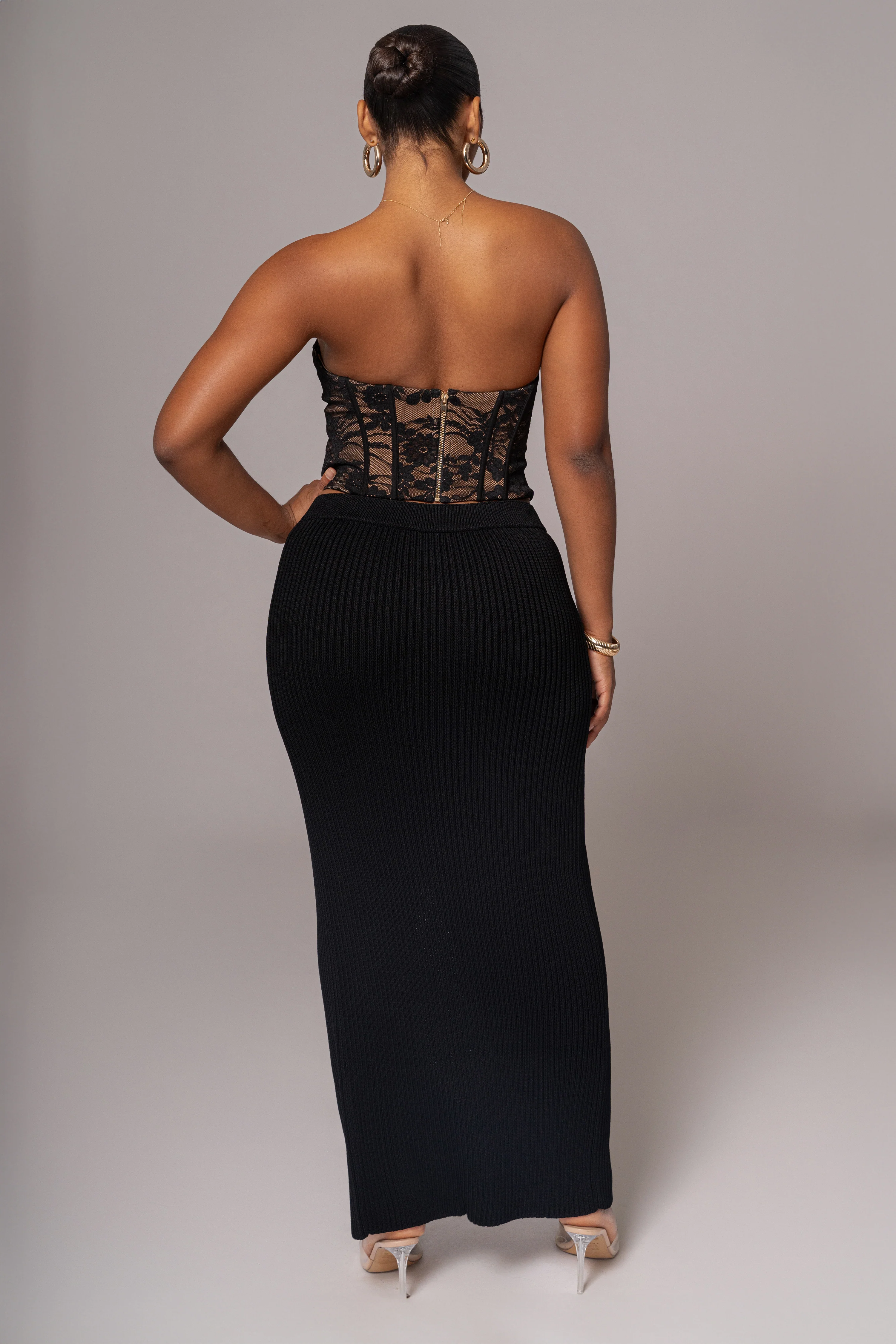 Black Hamptons Ribbed Slit Skirt - Image 12