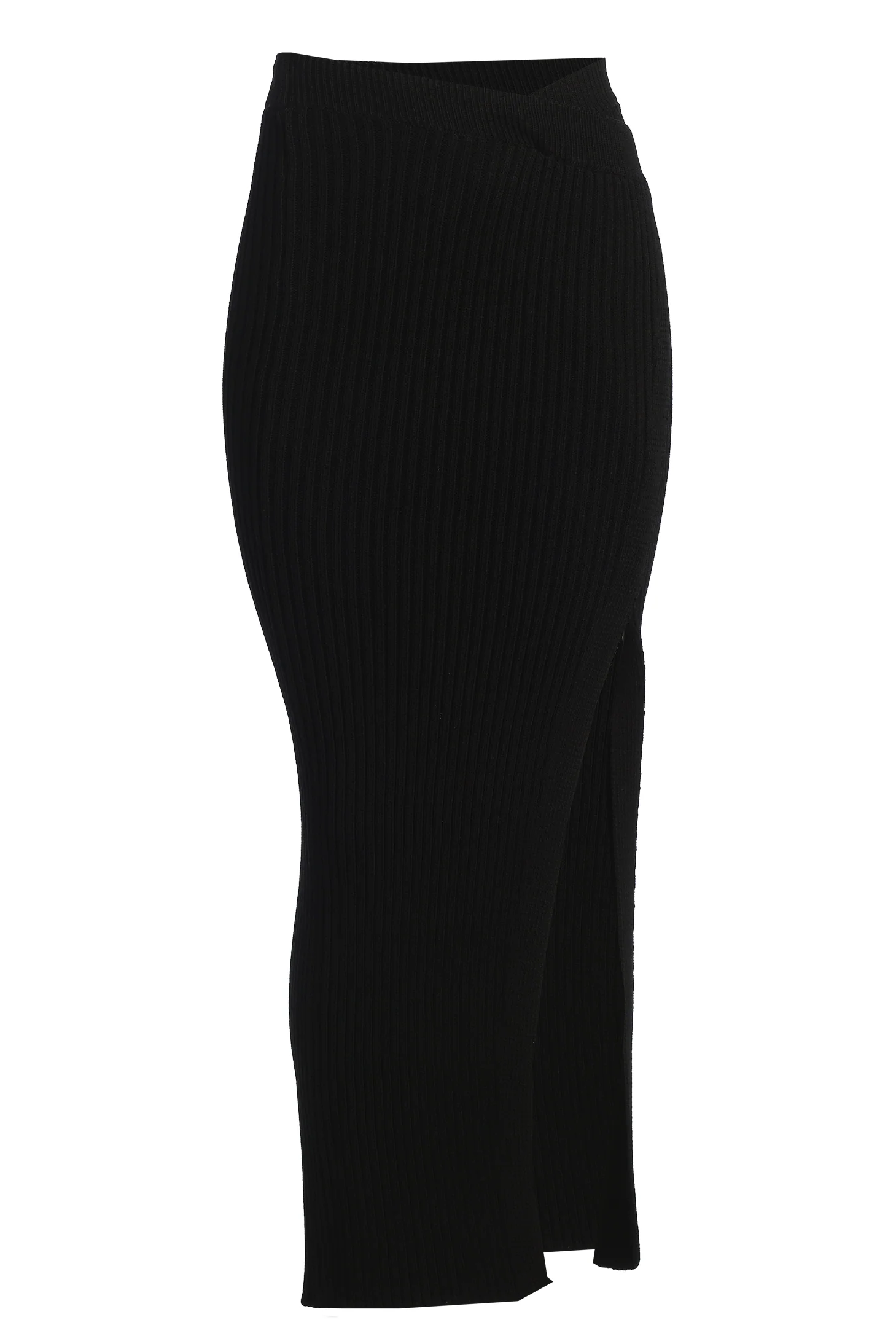 Black Hamptons Ribbed Slit Skirt - Image 2