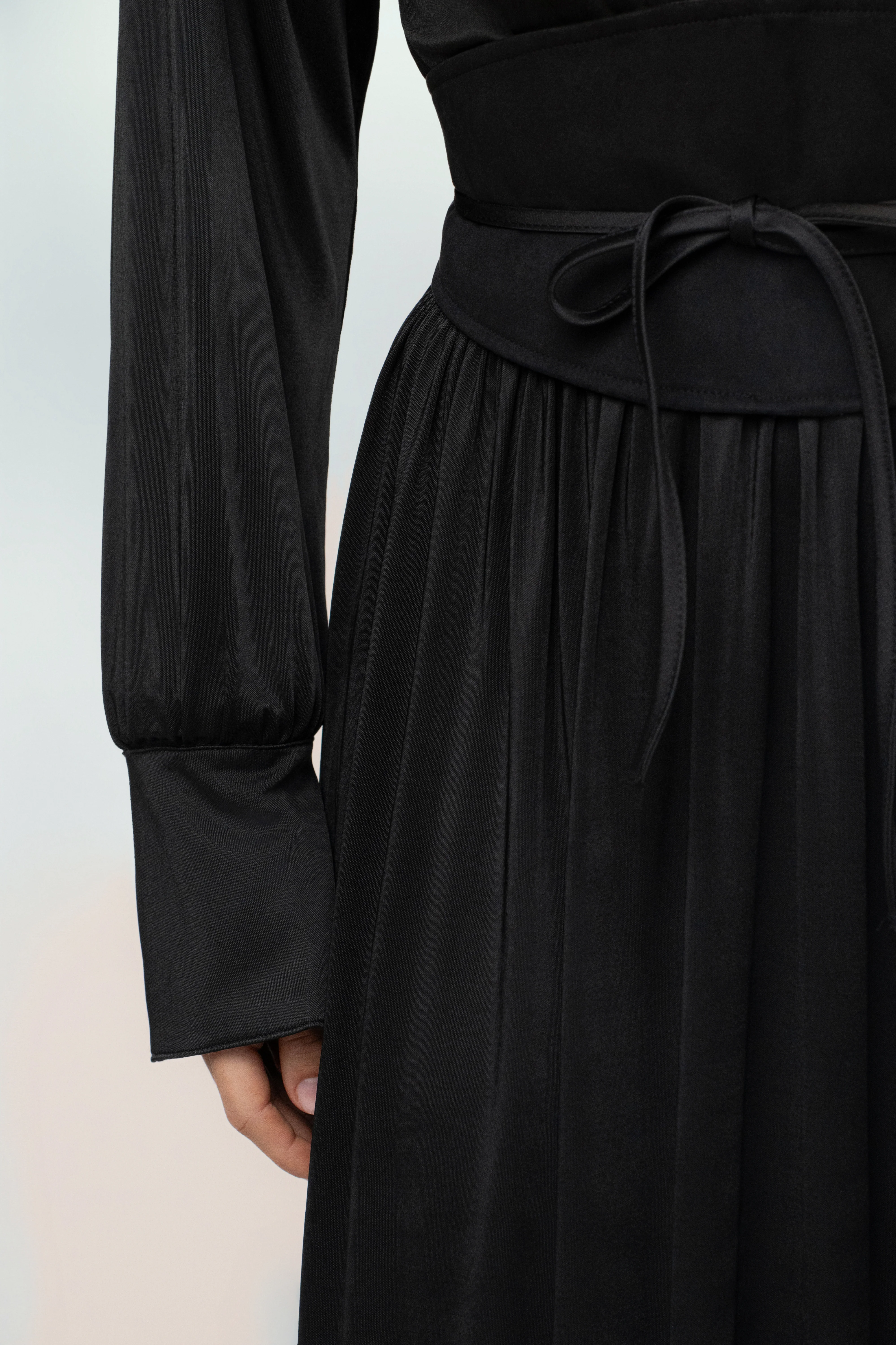 Black High Line Collar Maxi Dress - Image 10