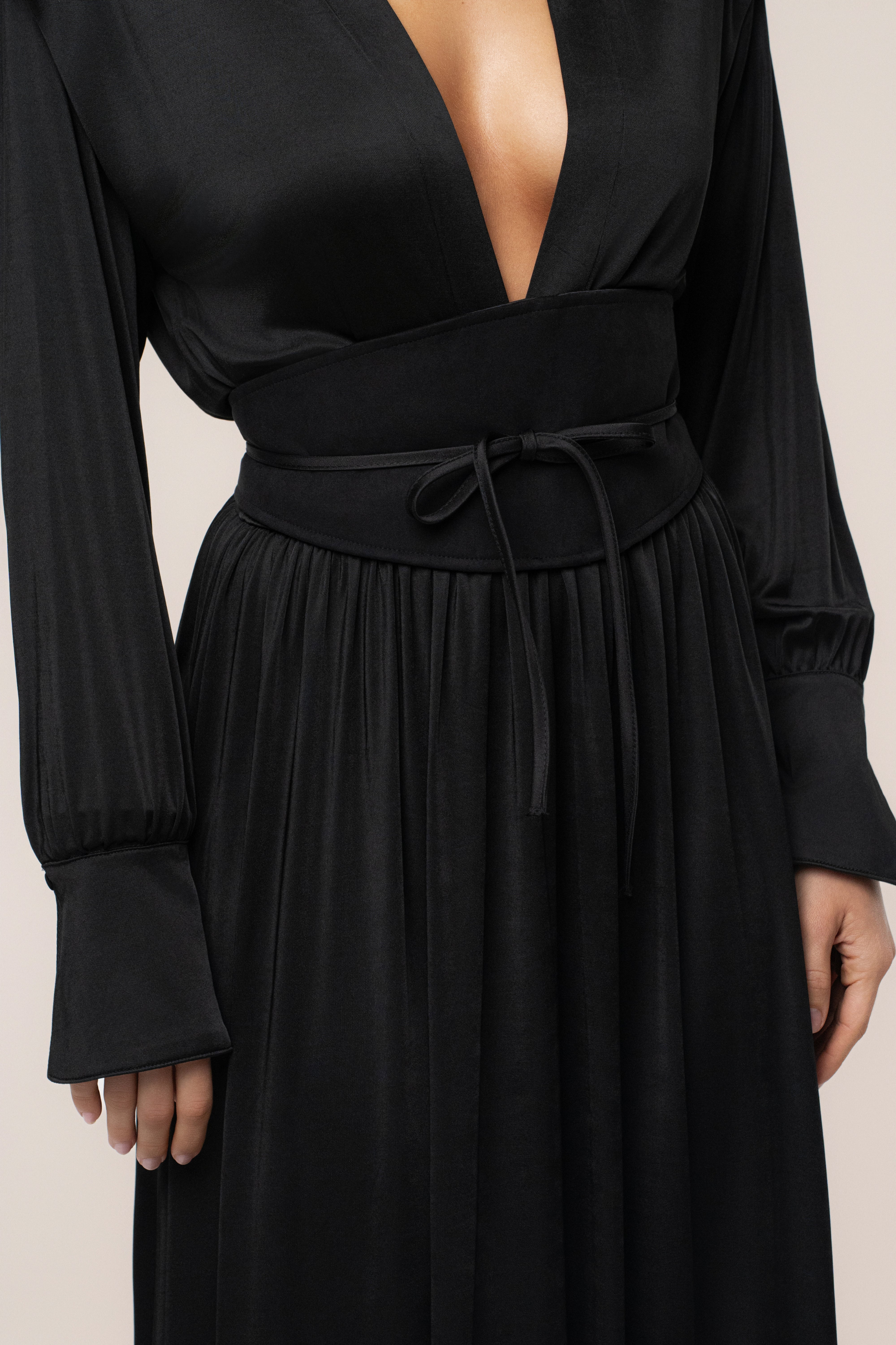 Black High Line Collar Maxi Dress - Image 6