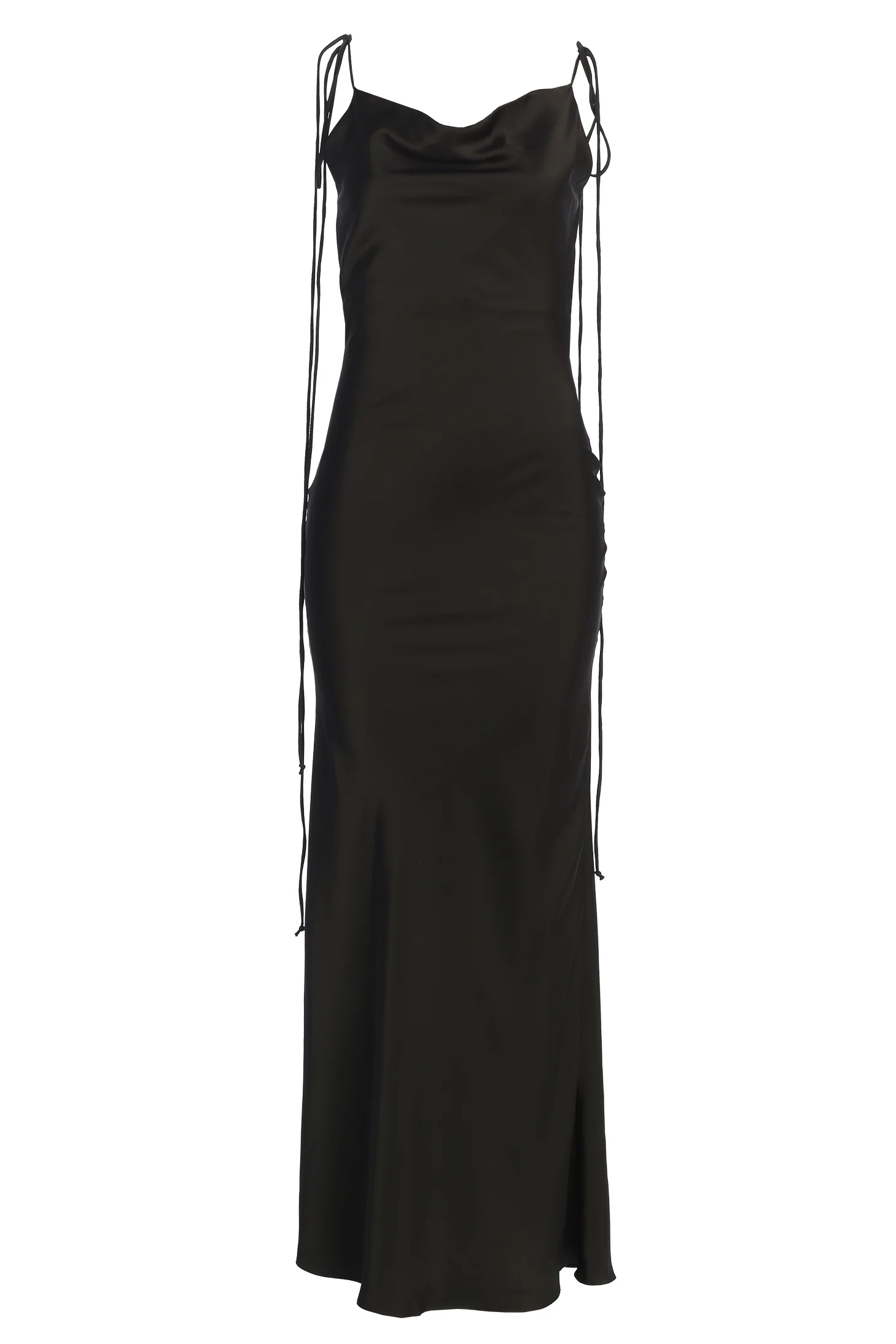 Black Irresistible Satin Maxi Dress - Image 3