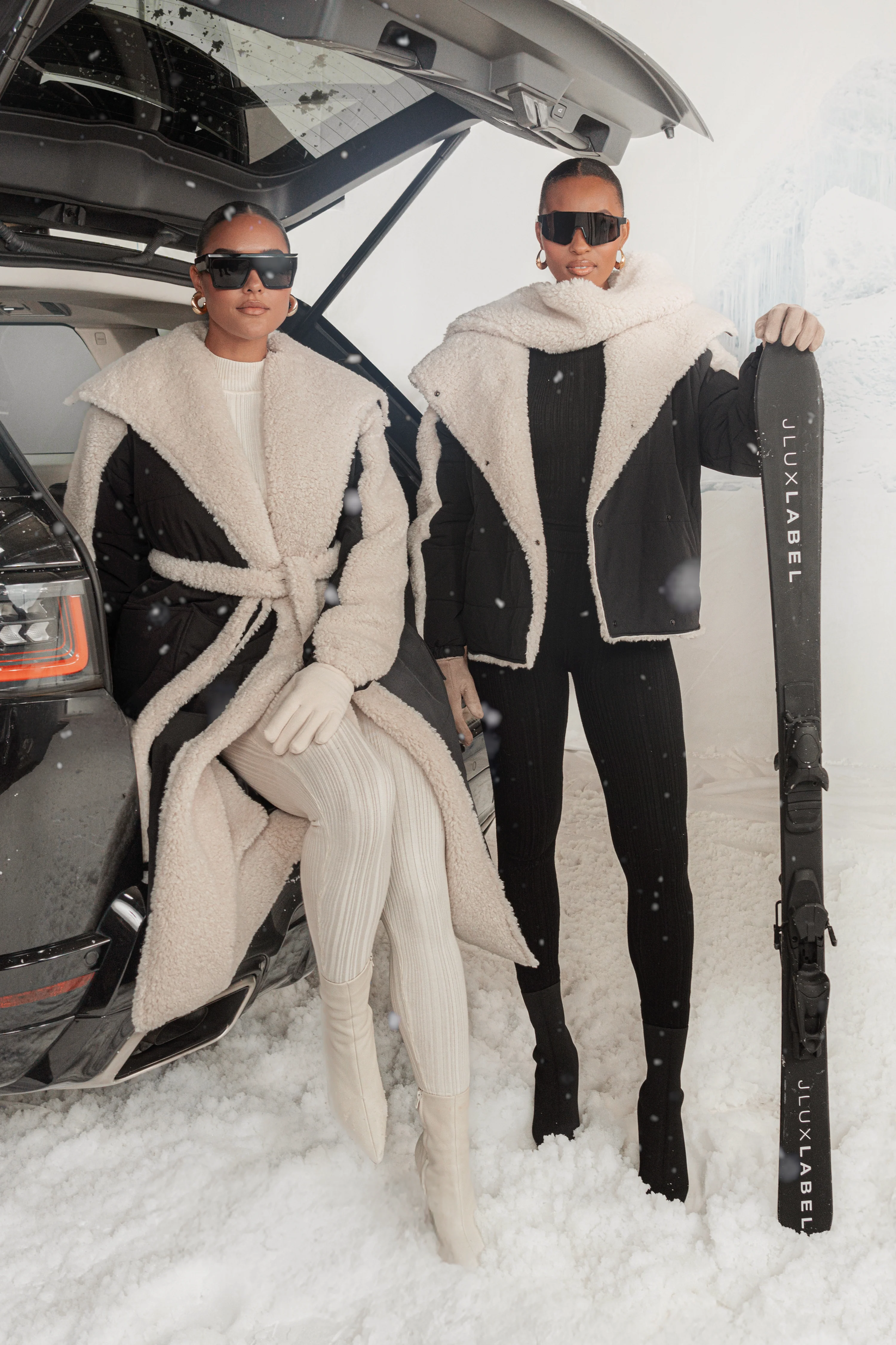 Black/Ivory Contrast Sherpa Coat - Image 3
