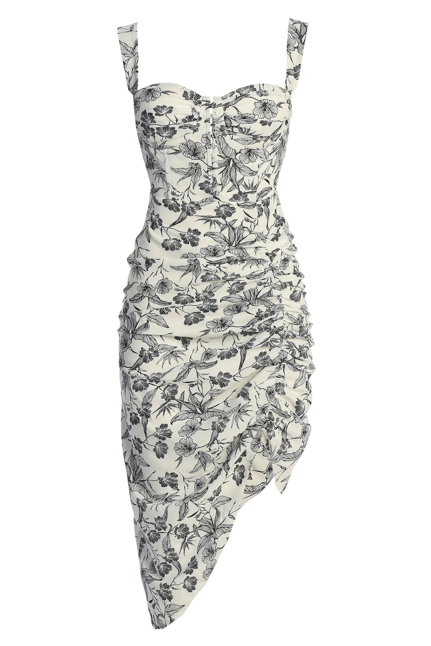 Black/Ivory Florine Print Midi Dress - Image 2