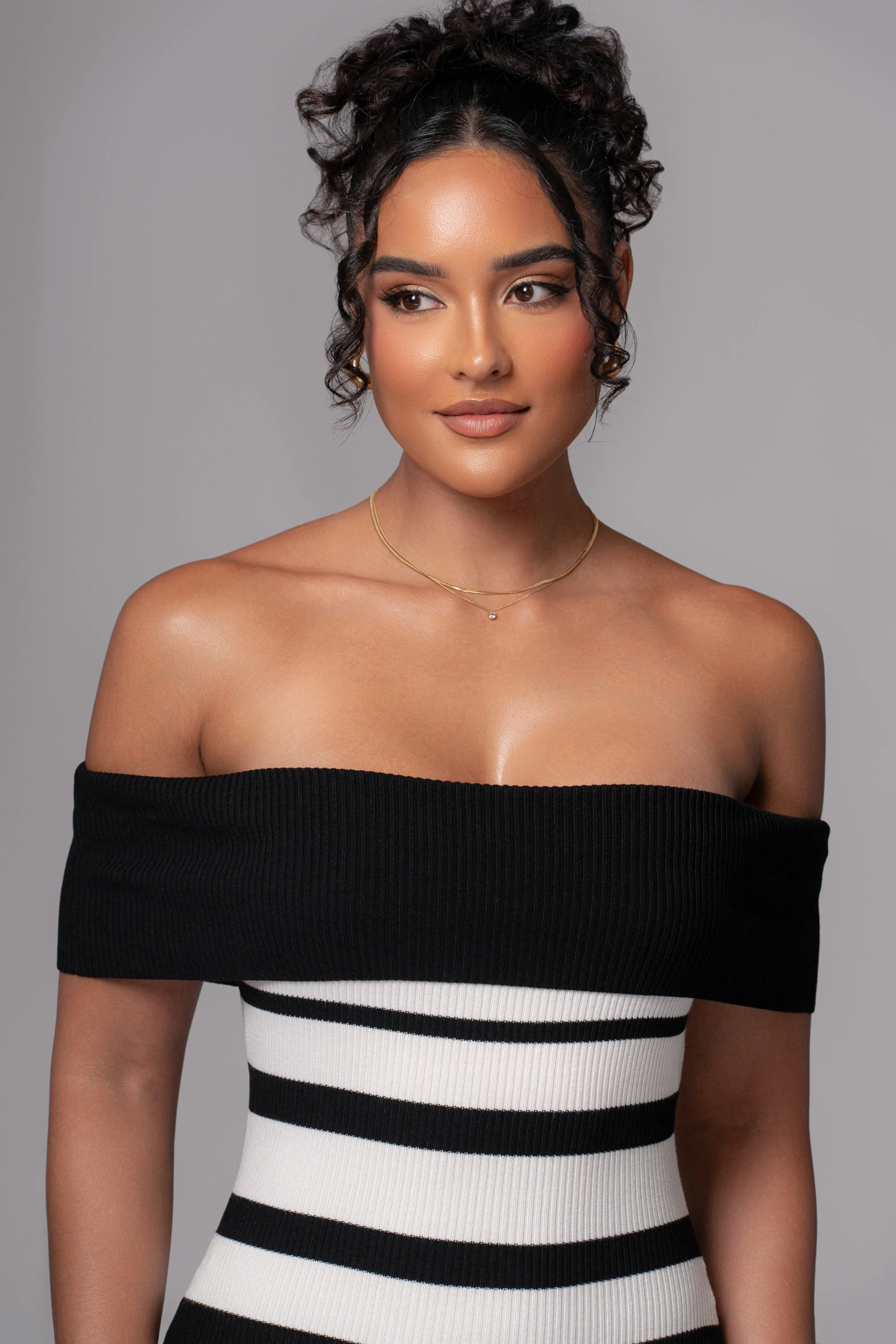 Black/Ivory Striped Custom  Maxi Dress - Image 4