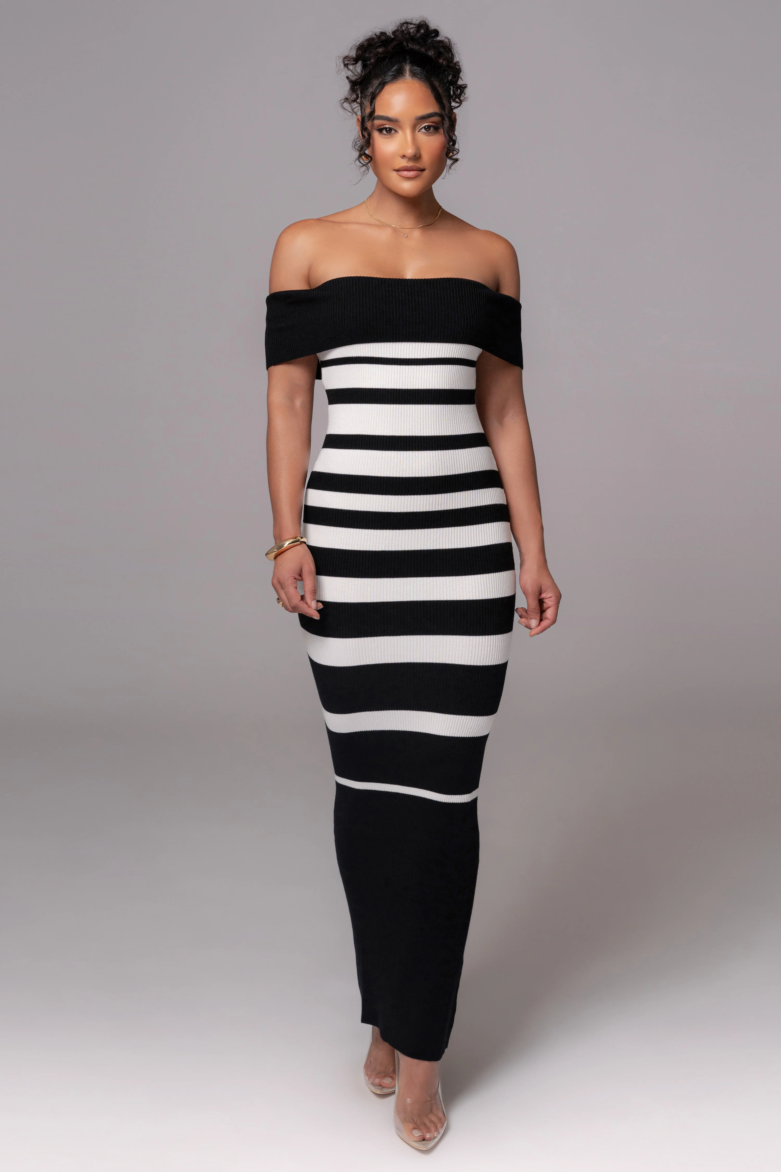 Black/Ivory Striped Custom  Maxi Dress - Image 6