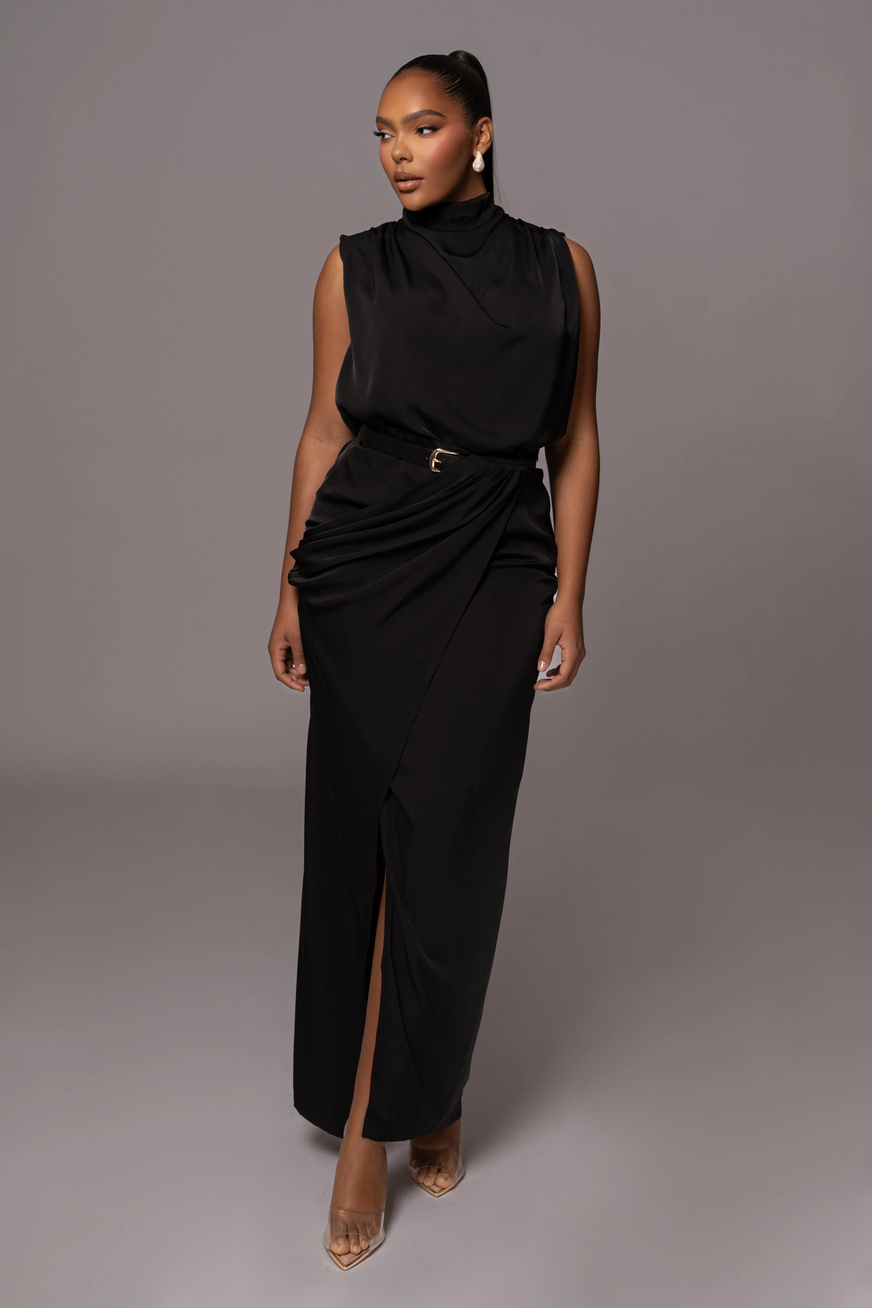 Black Jamila Drape Skirt - Image 3