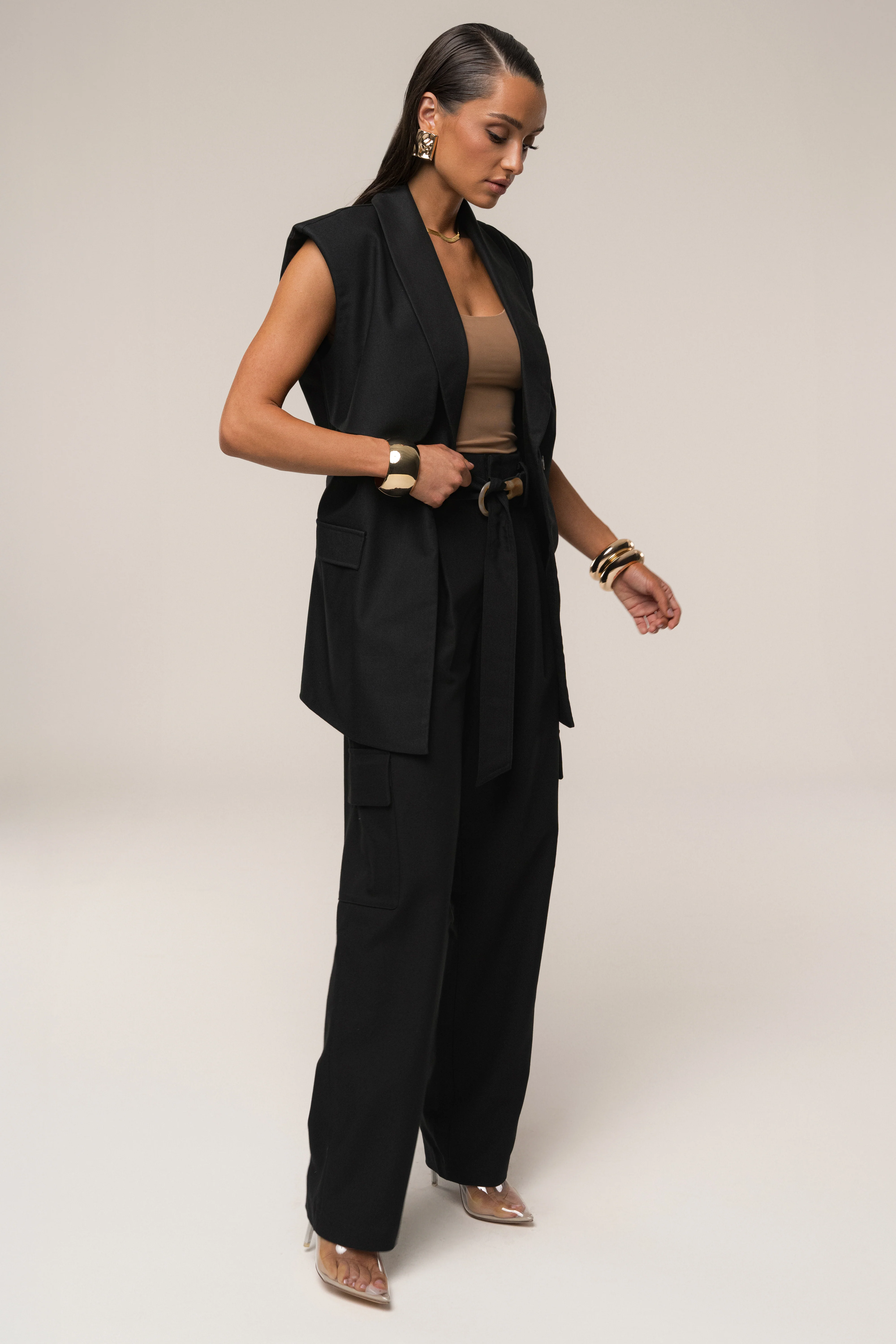Black Jeanie Belted Vest - Image 11