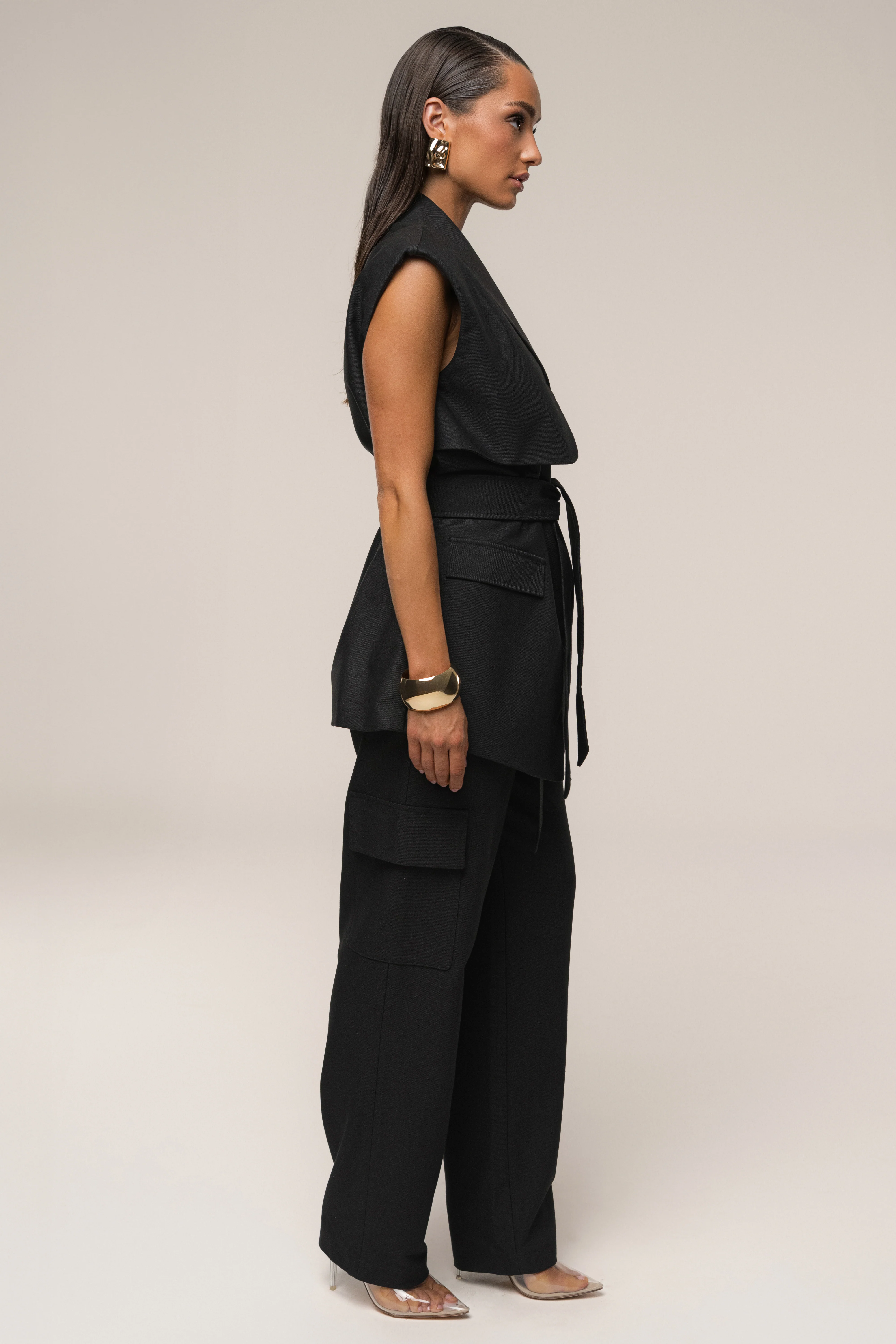 Black Jeanie Belted Vest - Image 14