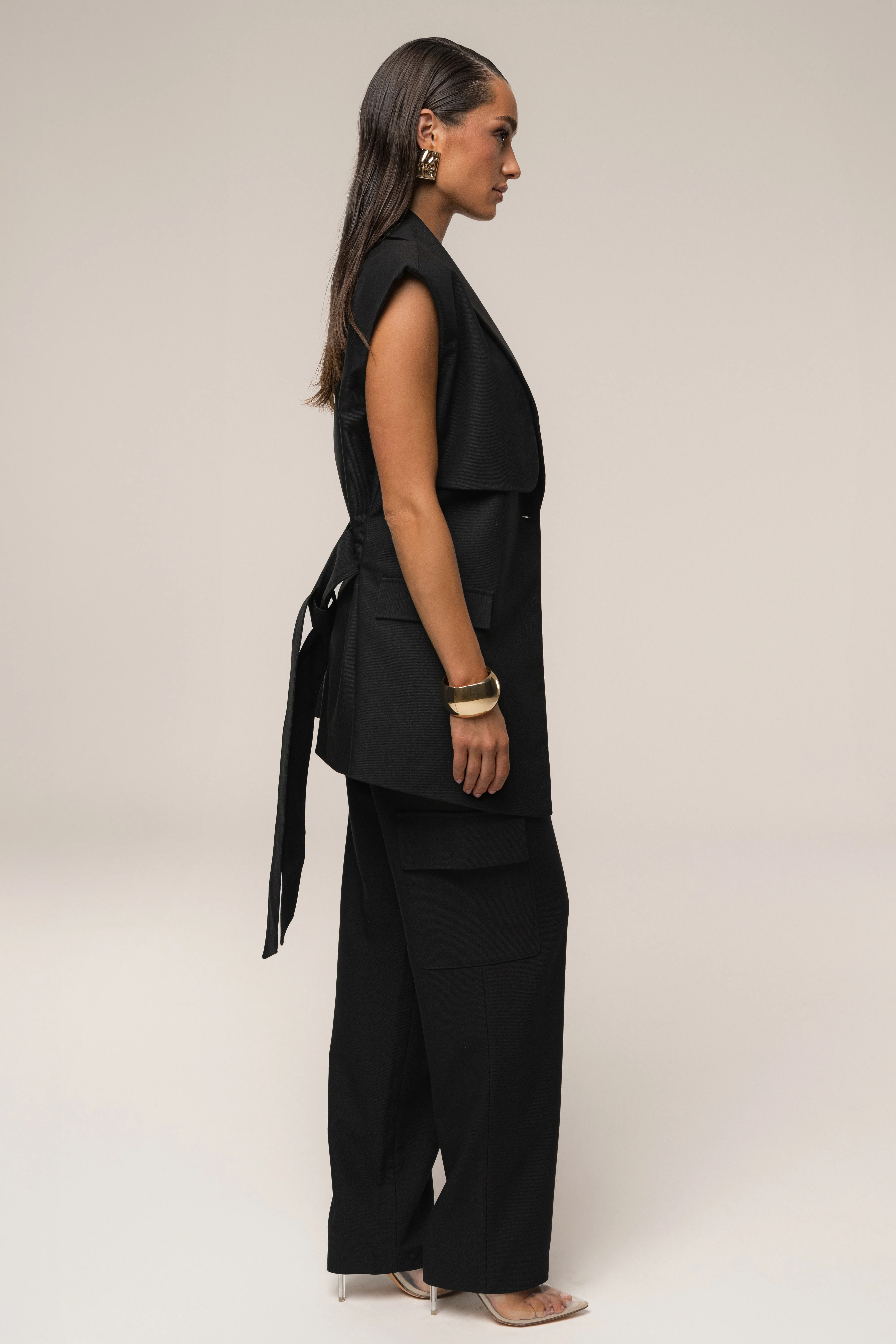Black Jeanie Belted Vest - Image 16