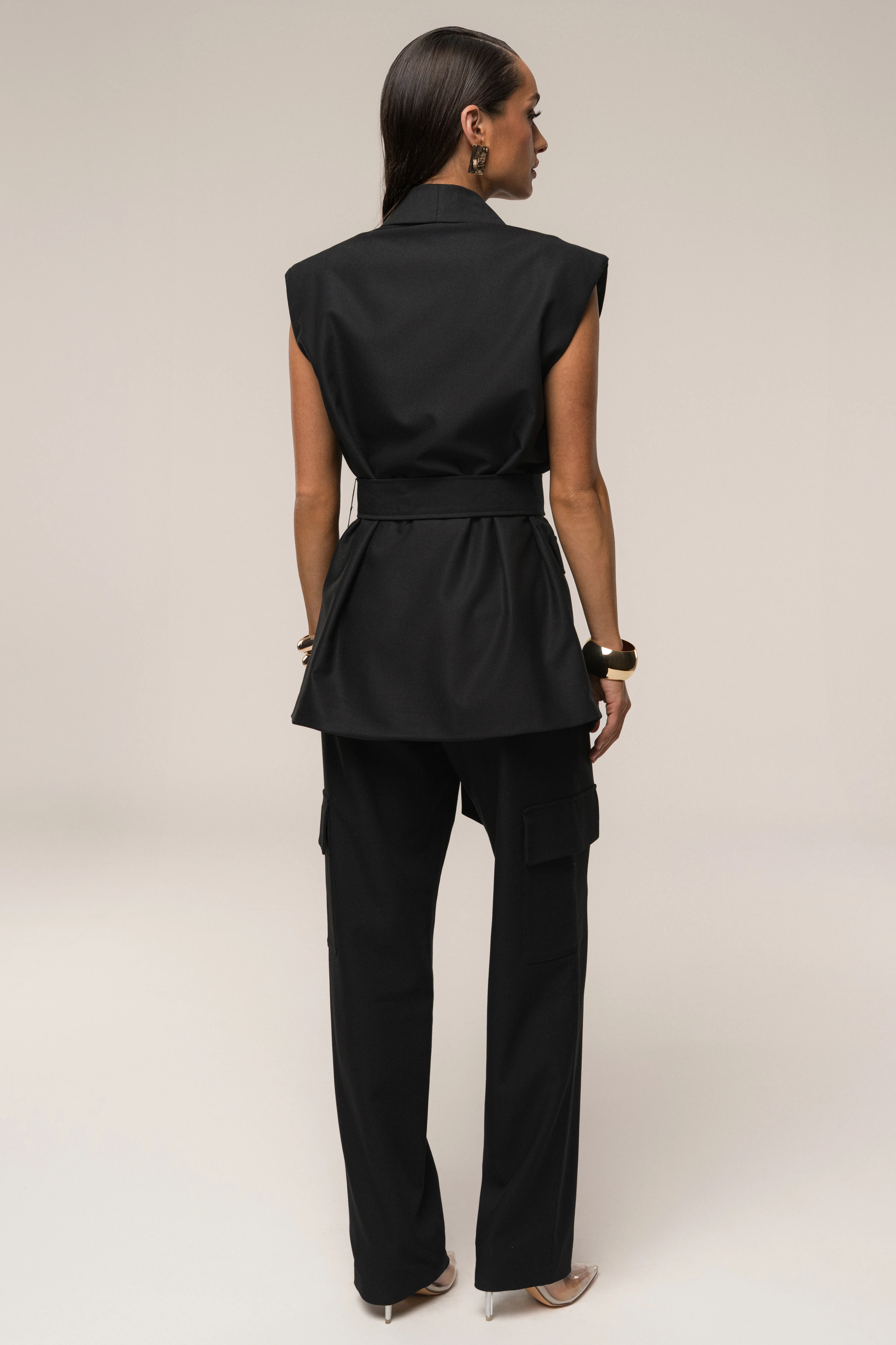 Black Jeanie Belted Vest - Image 17