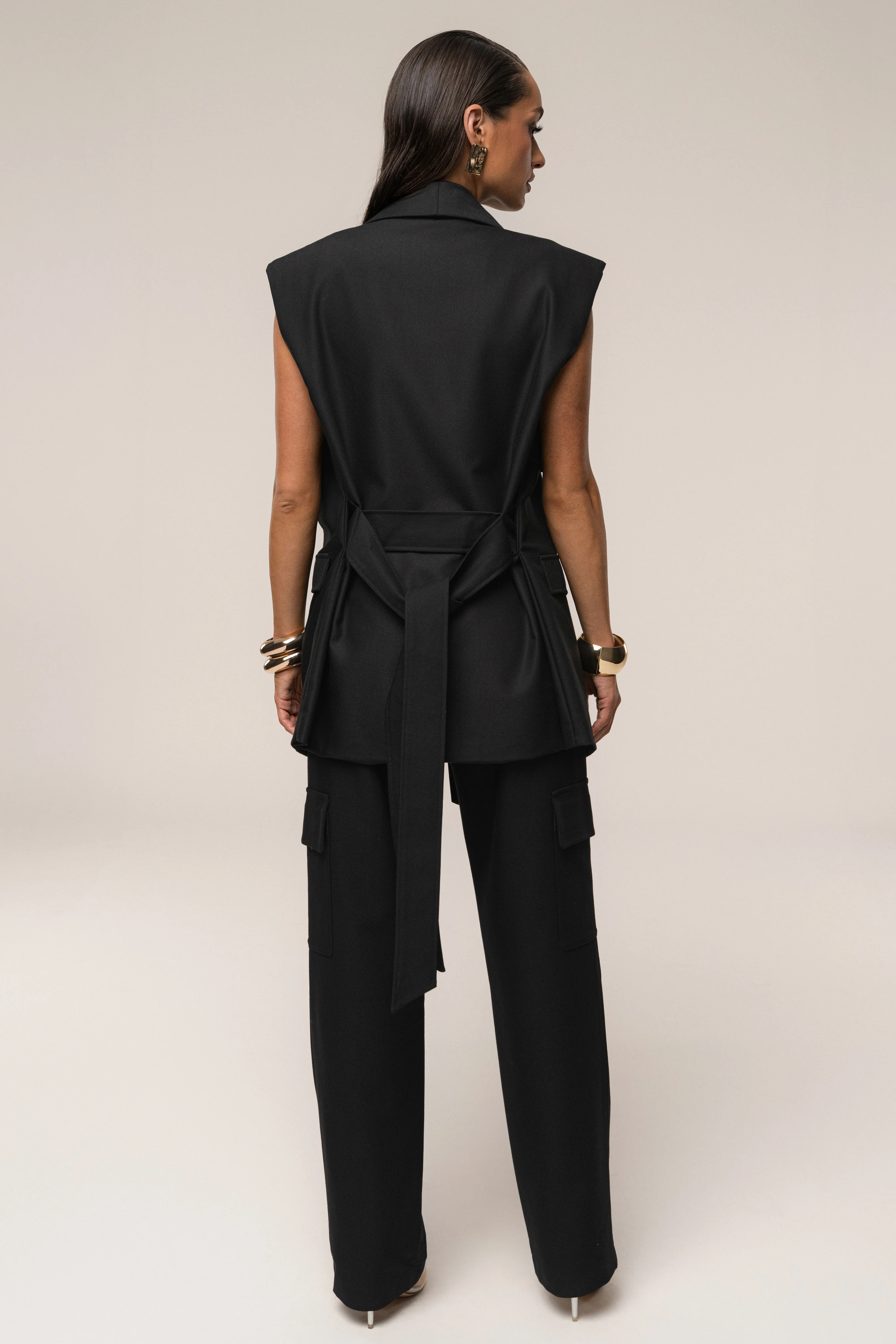 Black Jeanie Belted Vest - Image 18