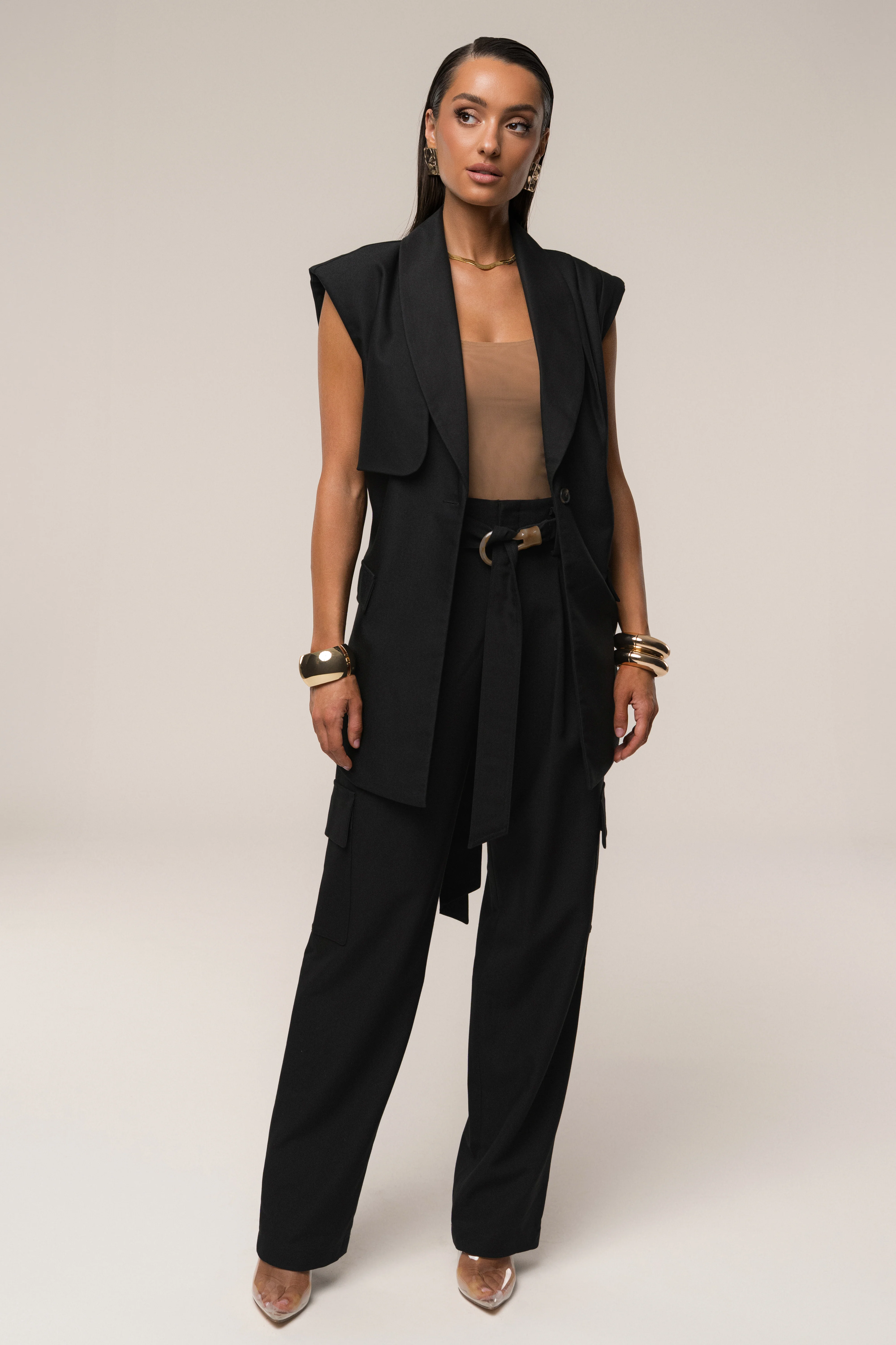 Black Jeanie Belted Vest - Image 5
