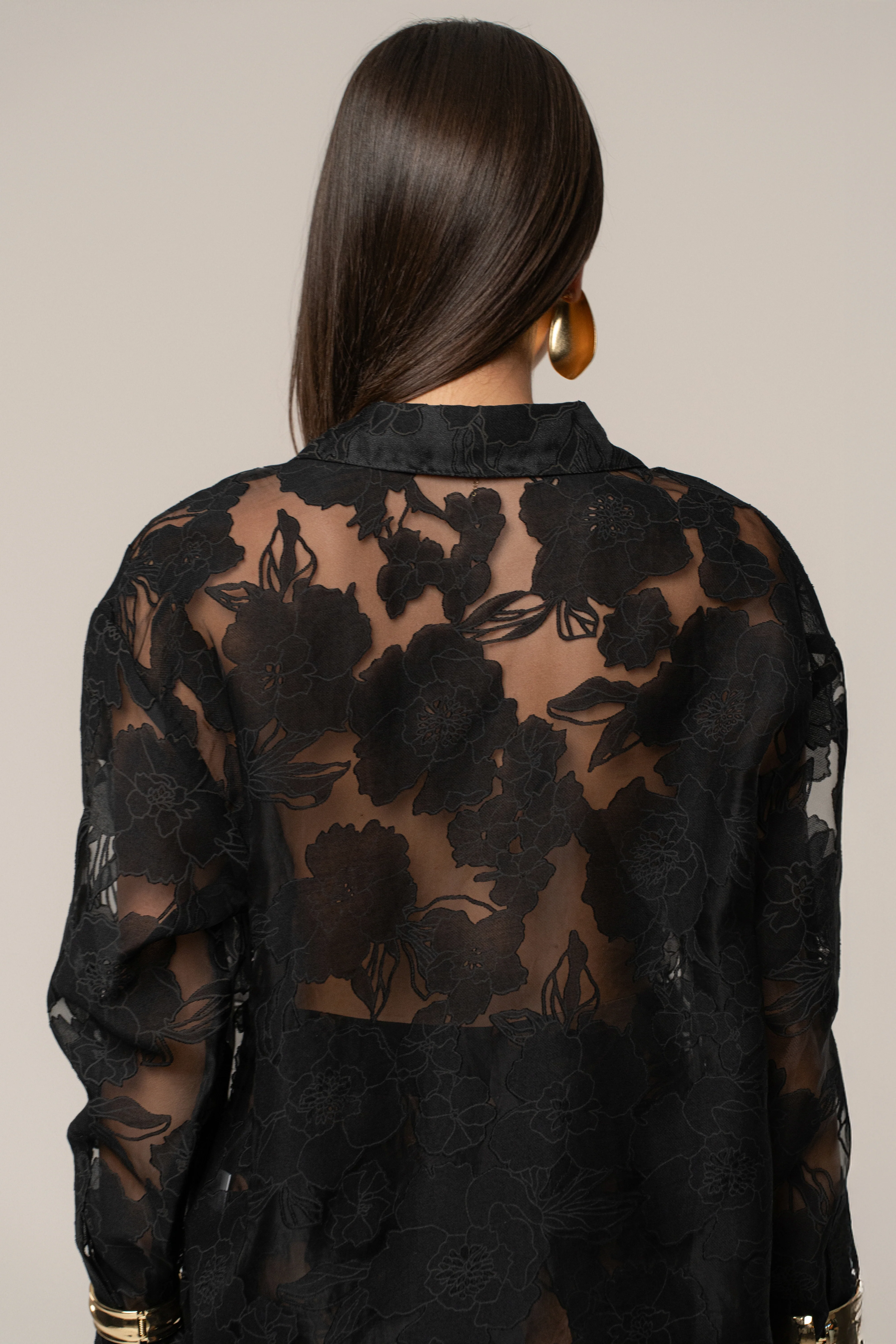 PRE-ORDER Black Organza Floral Blouse - Image 11