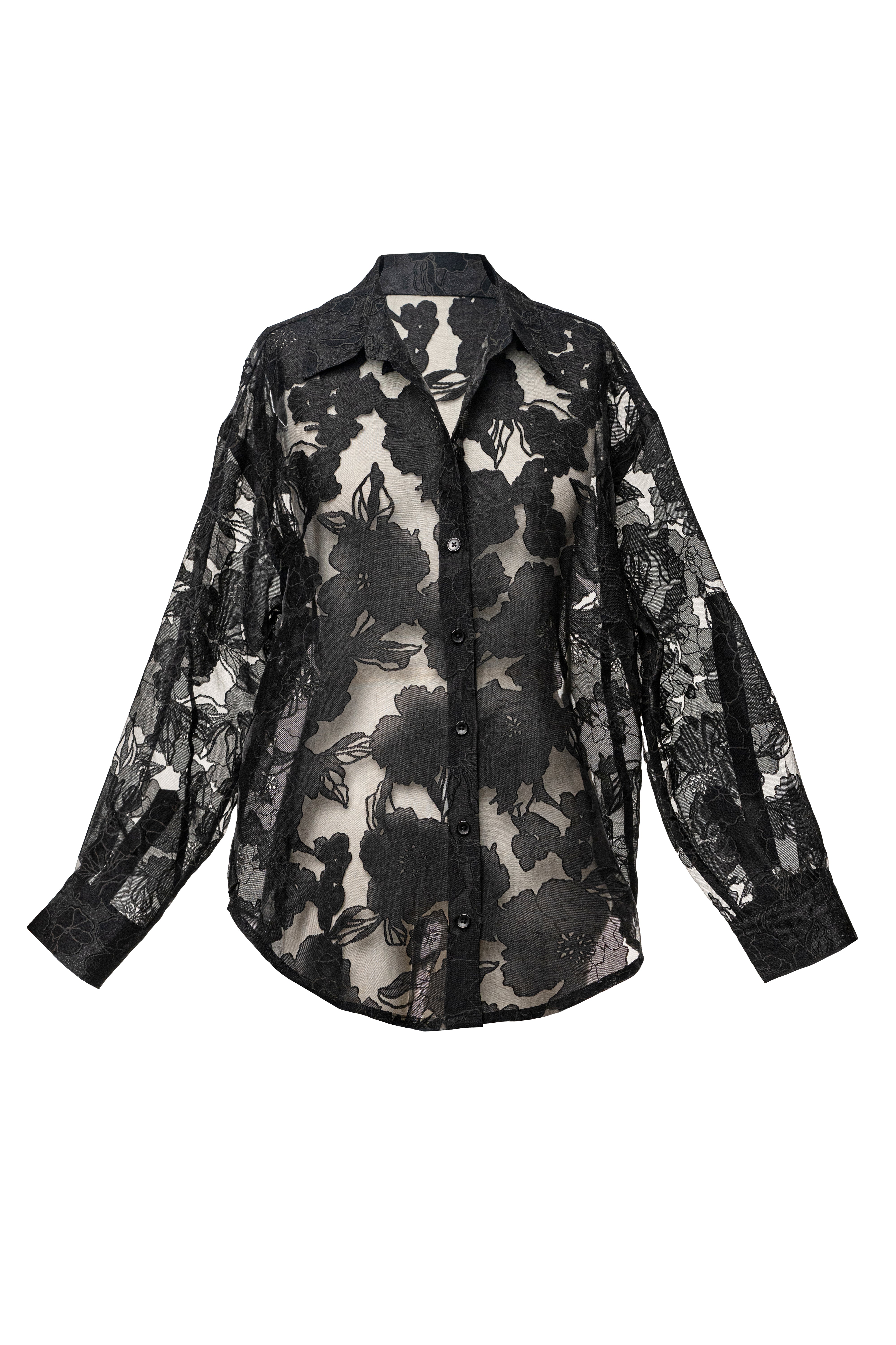 PRE-ORDER Black Organza Floral Blouse - Image 3