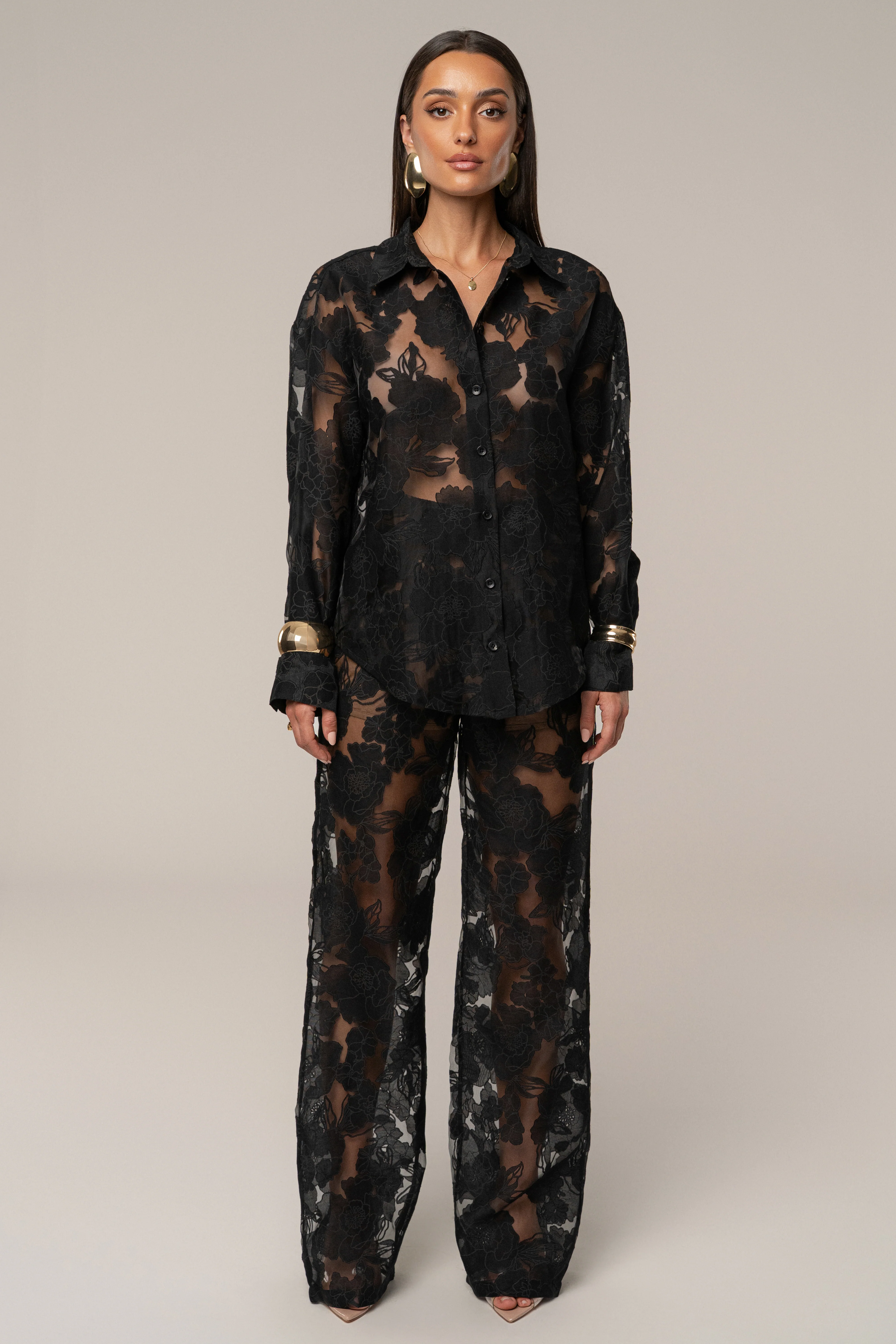 PRE-ORDER Black Organza Floral Blouse - Image 4