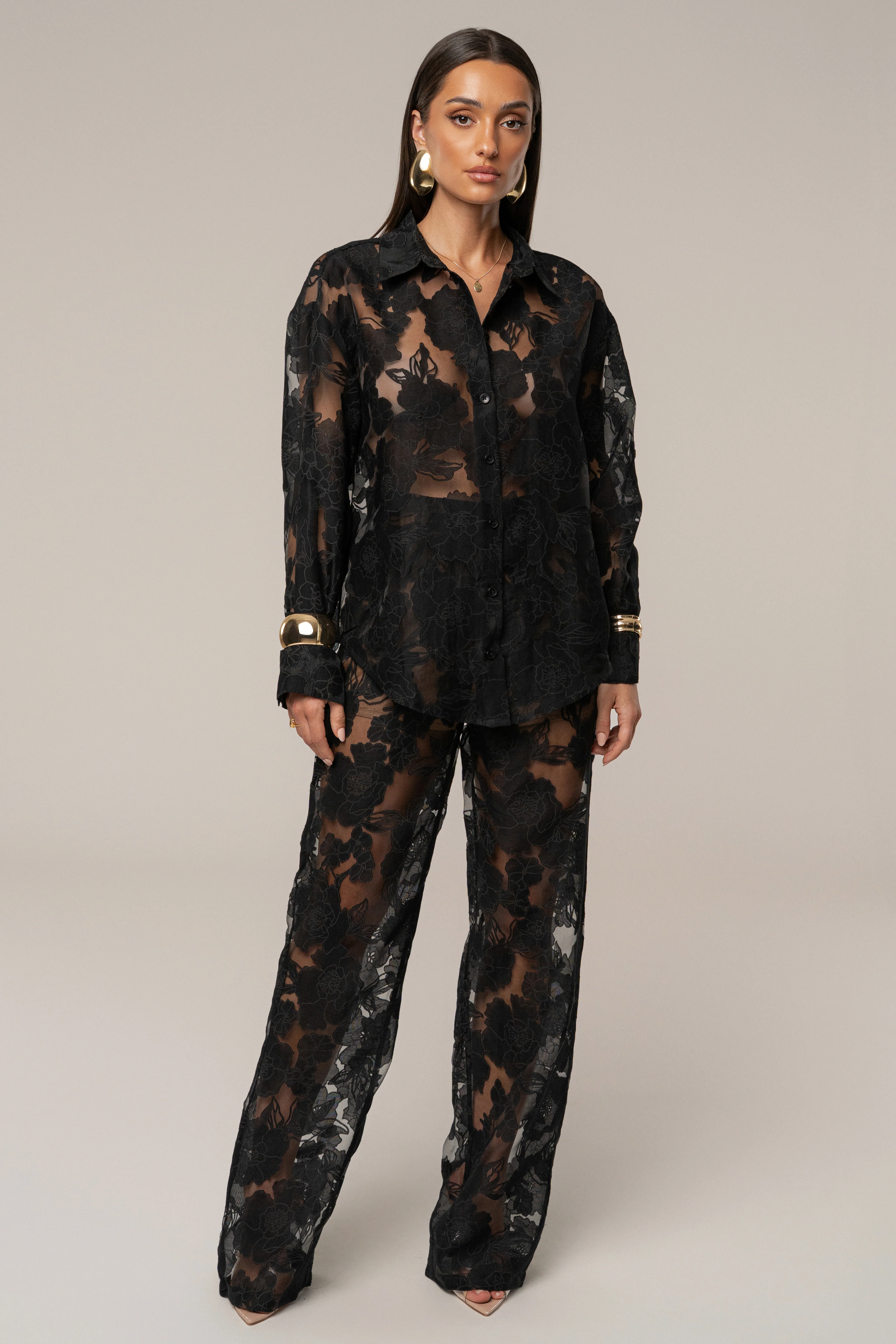 PRE-ORDER Black Organza Floral Blouse - Image 7