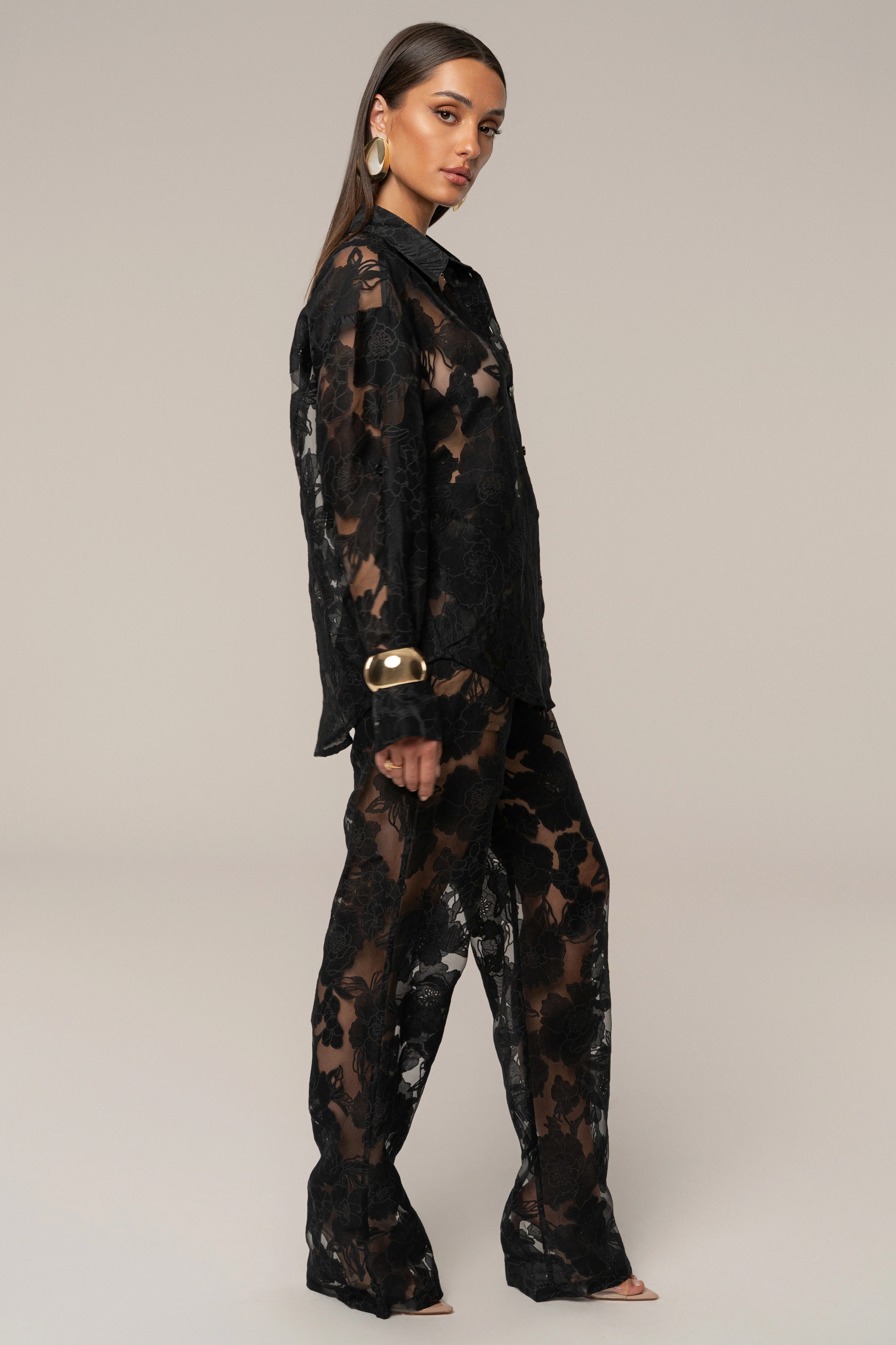 PRE-ORDER Black Organza Floral Blouse - Image 8