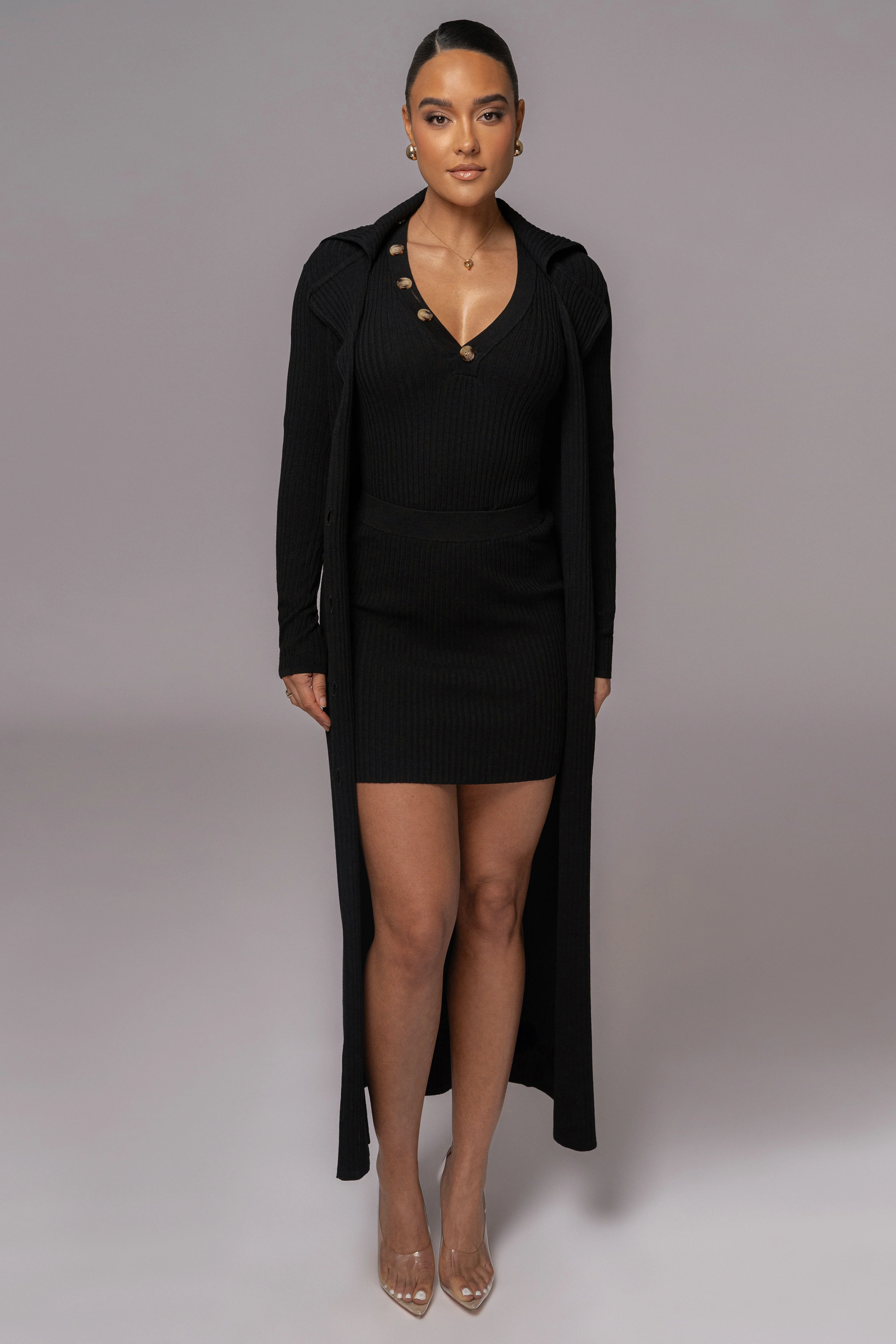 Black Jessy Ribbed Skirt Set - Image 5