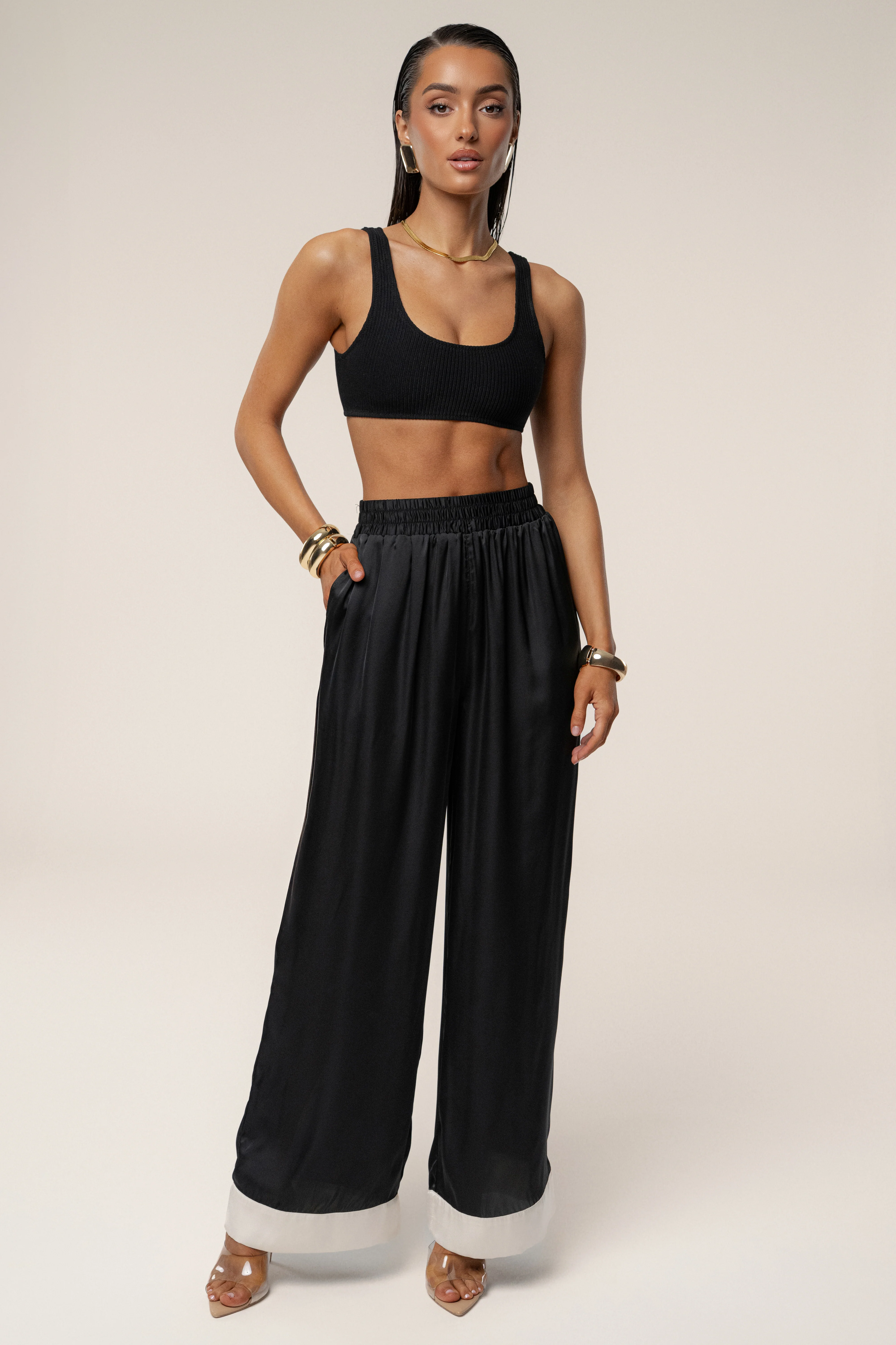 Black Jet Set Wide Leg Pants - Image 10