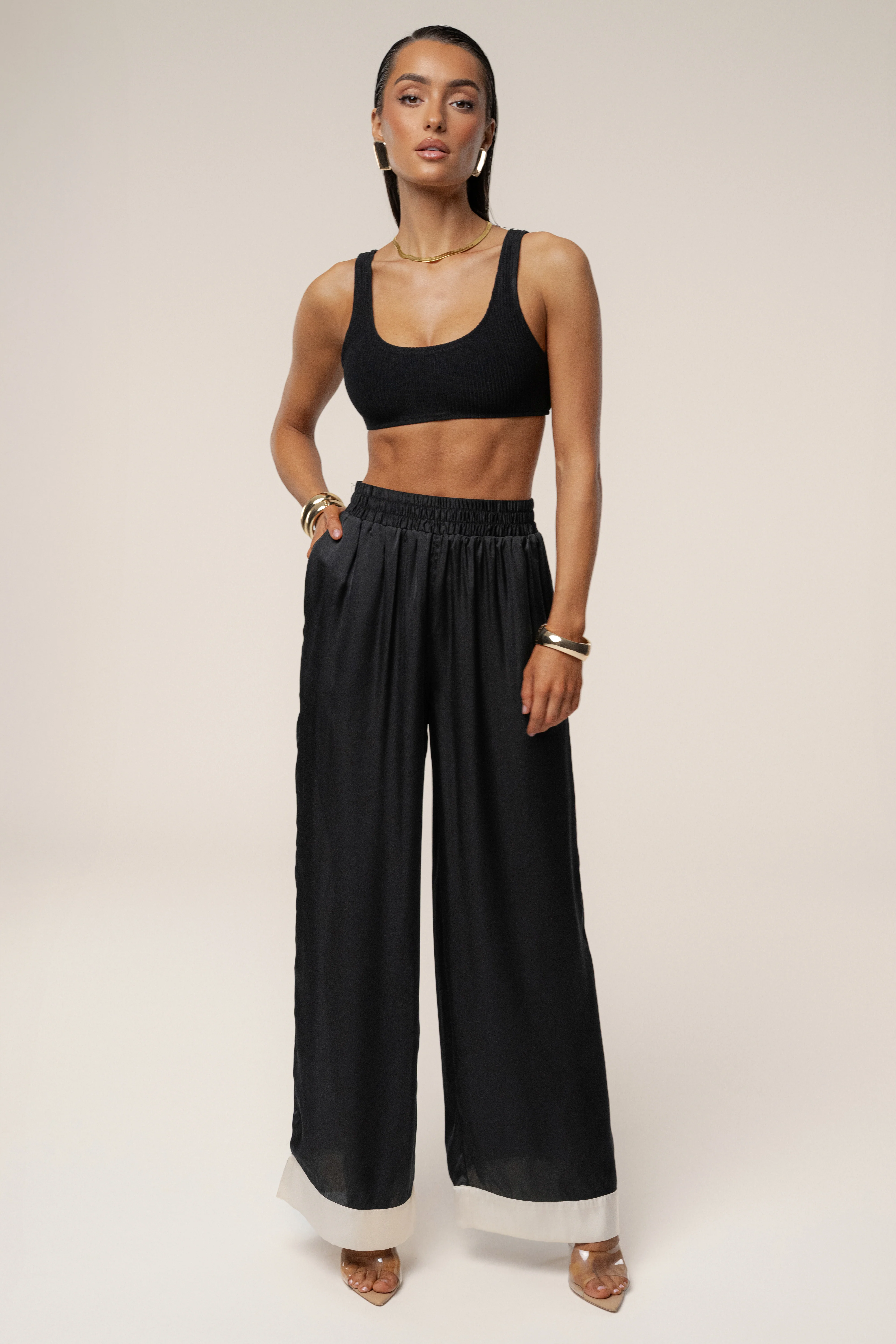 Black Jet Set Wide Leg Pants - Image 2