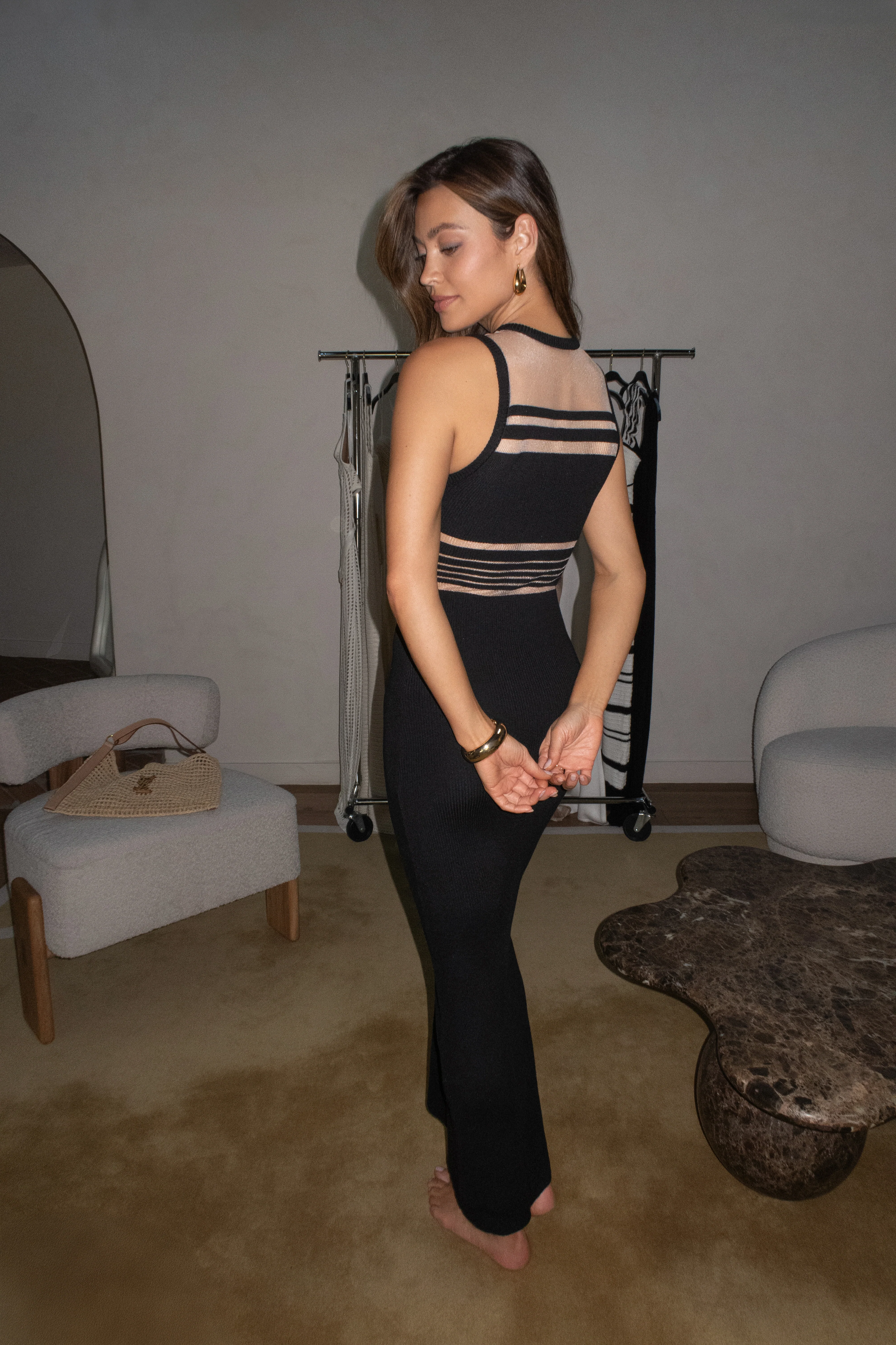 Black Jianna Striped Maxi Dress - Image 2