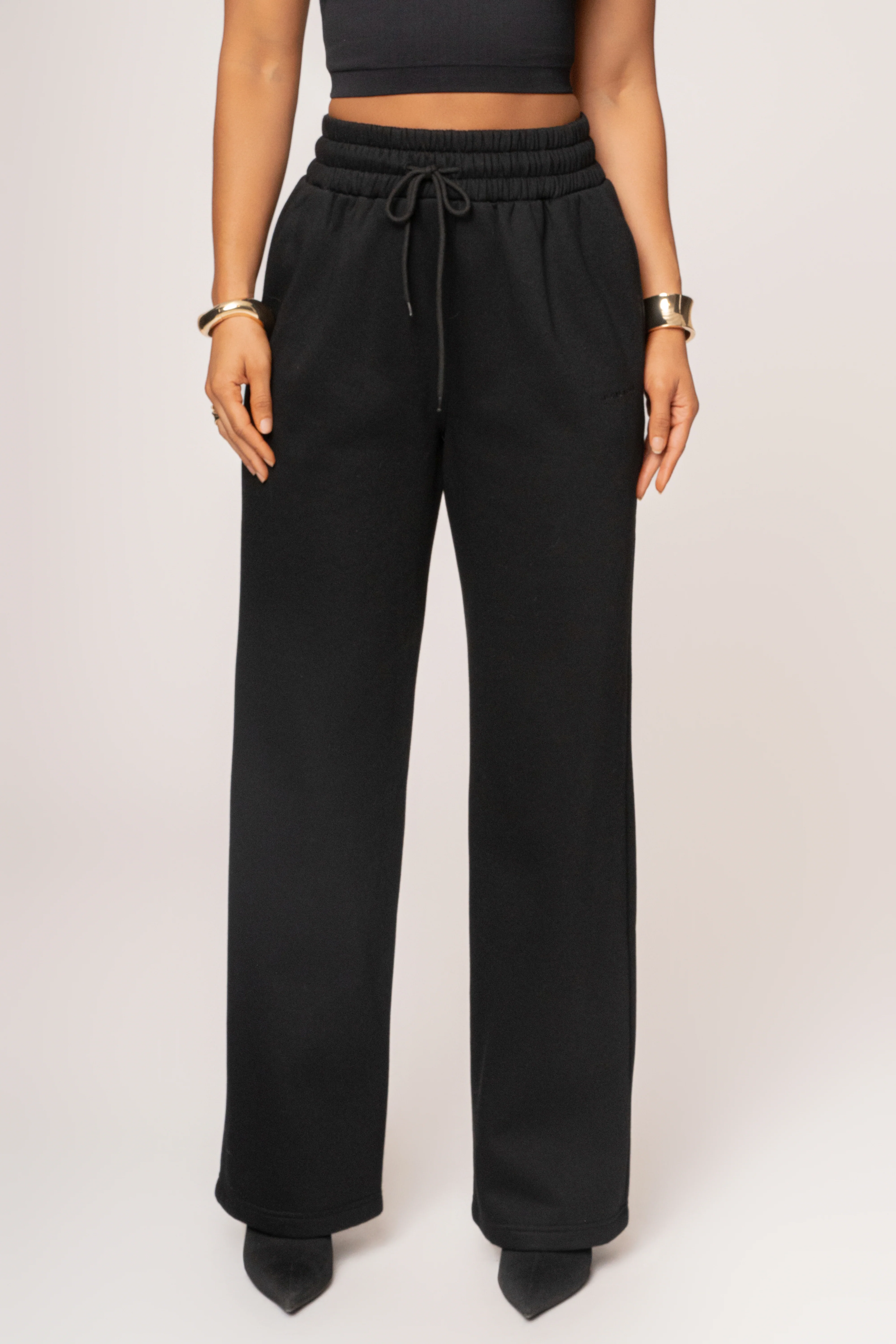 Black JLUXLABEL Logo Fleece Pants - Image 7