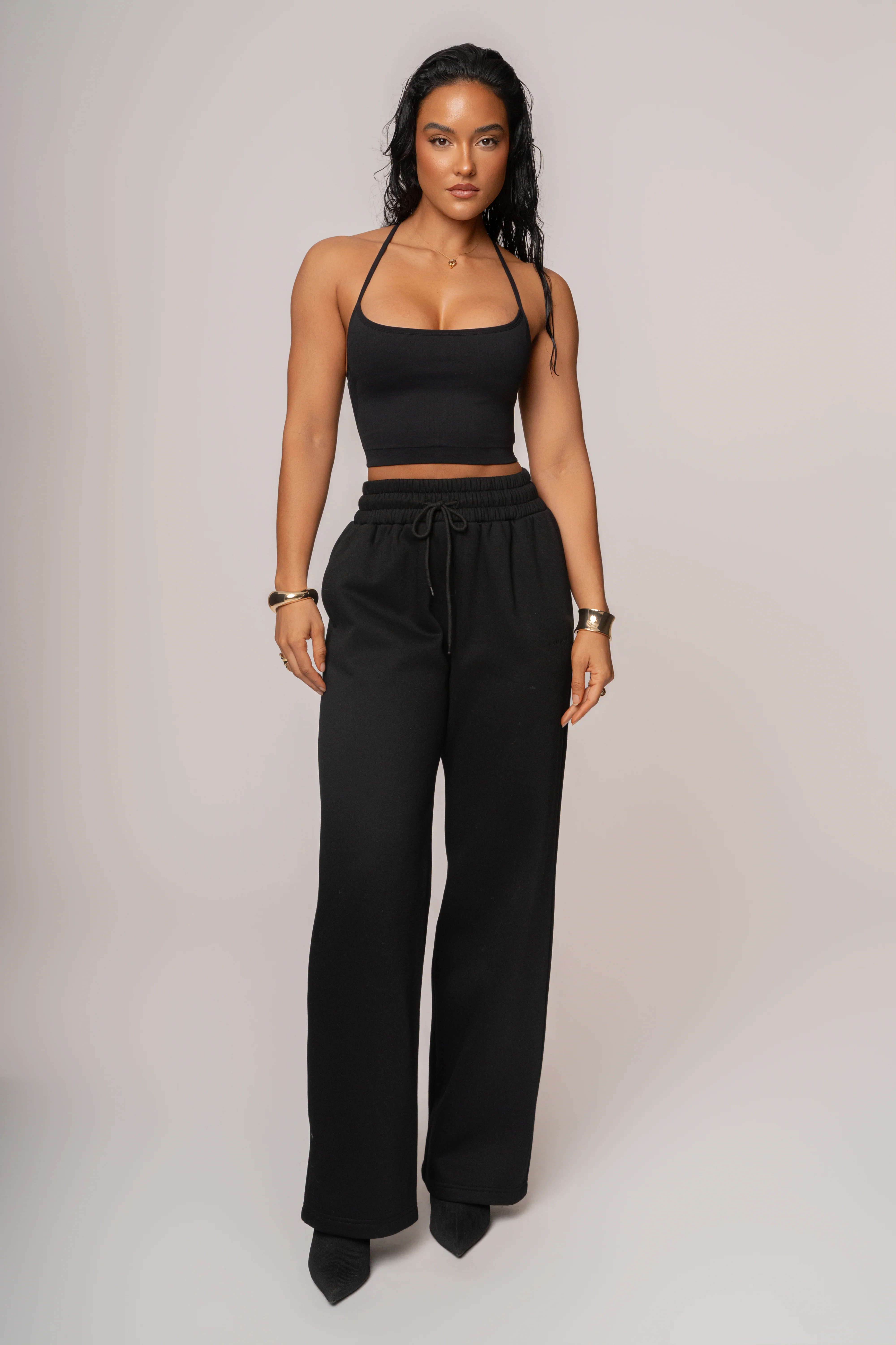 Black JLUXLABEL Logo Fleece Pants - Image 8