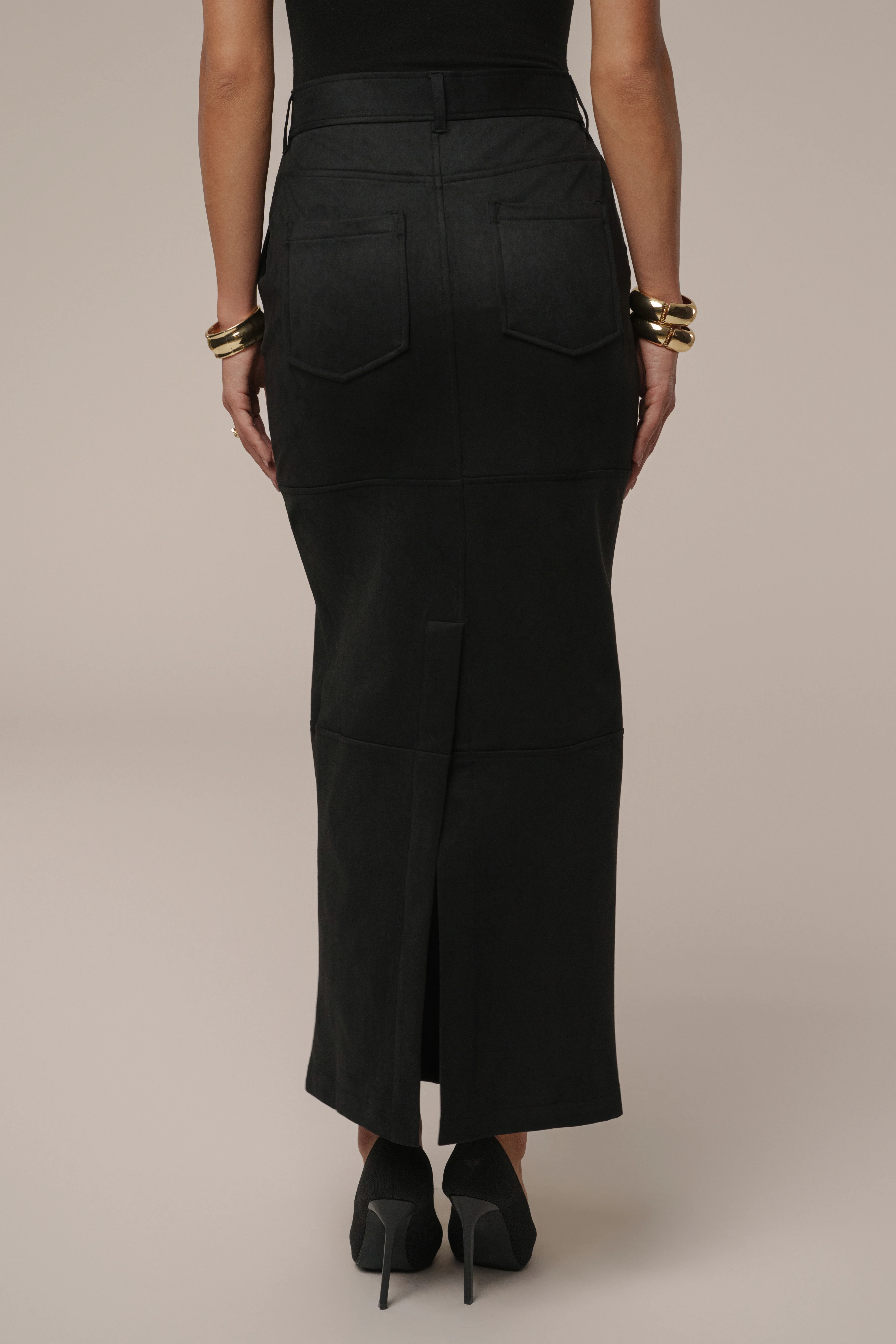 Black Joy Suede Maxi Skirt - Image 12
